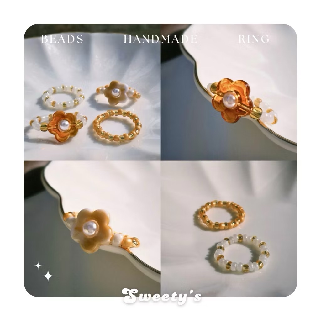 𝓢𝔀𝓮𝓮𝓽𝔂′𝓼 手工串珠戒指｜❀ 焦糖·布蕾 ❀