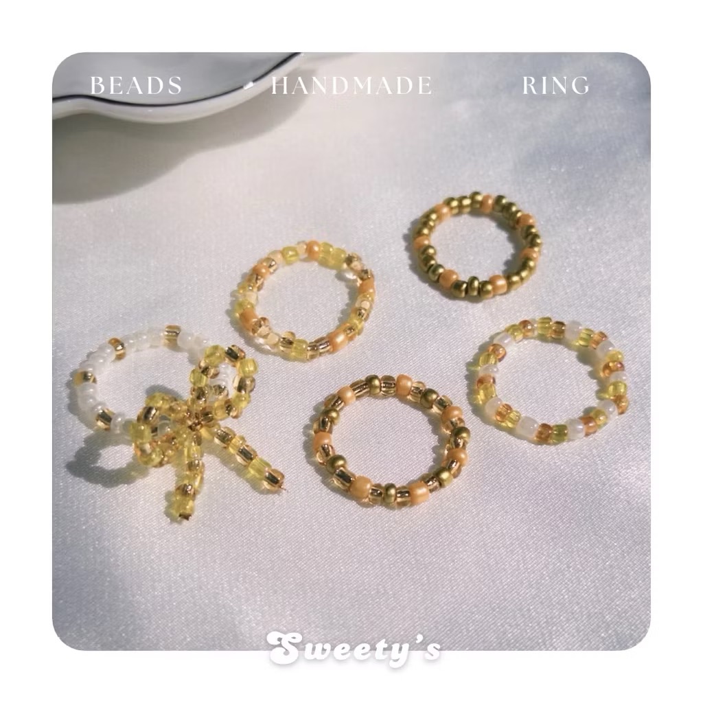 𝓢𝔀𝓮𝓮𝓽𝔂′𝓼 手工串珠戒指｜ʚ 金蜜·福結 ɞ