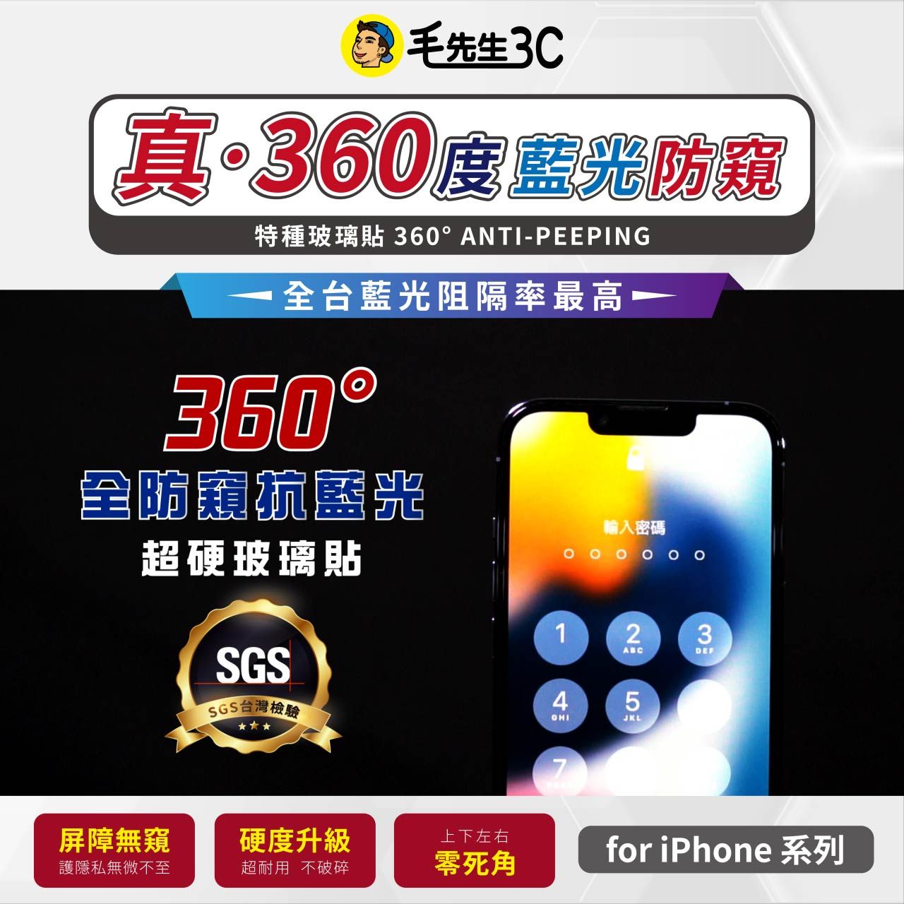 【獨家首創】滿版 強化超硬 防窺360度 iPhone全系列 SGS Intertek 認證報告  認證抗藍光