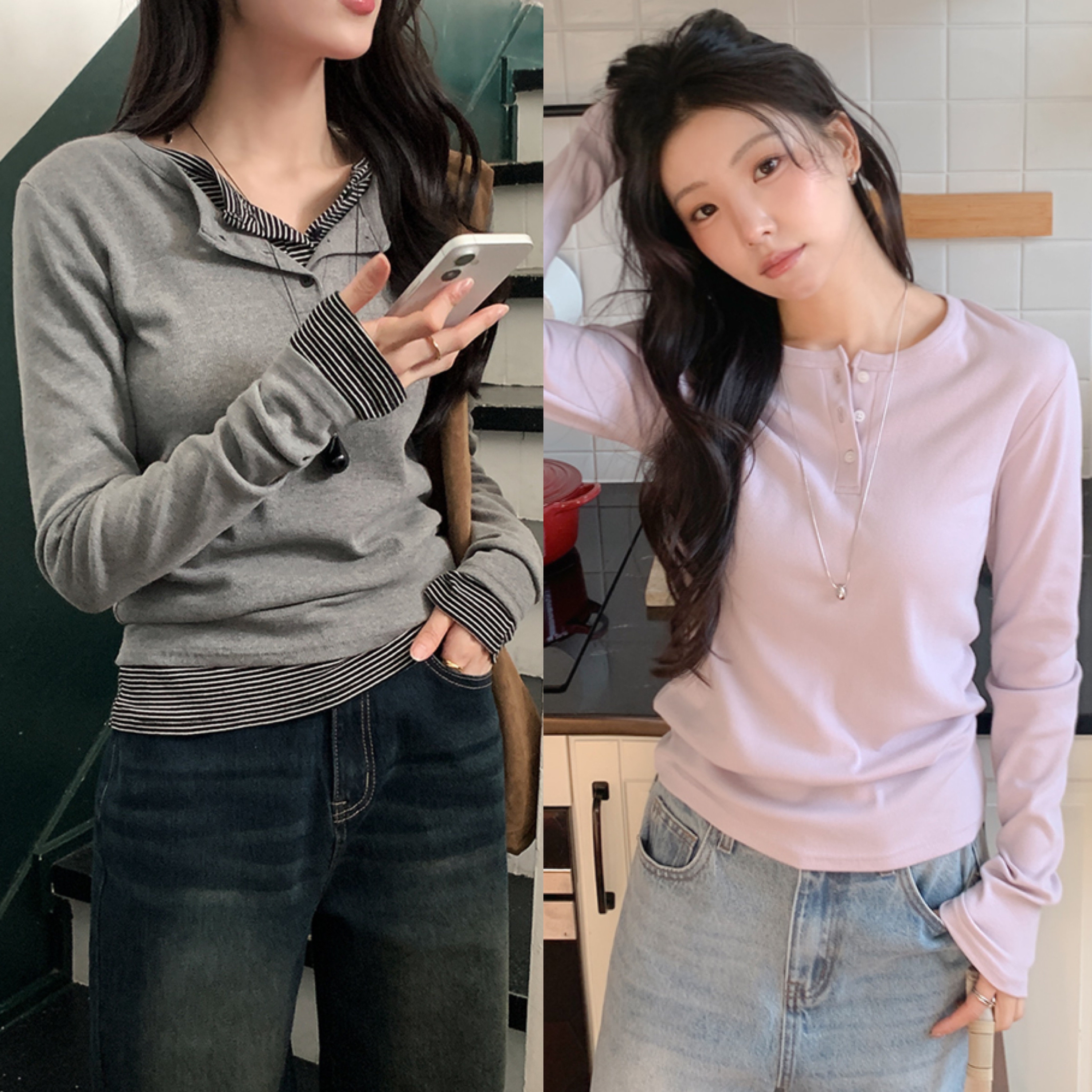 【追加新色】NEEDSOME🫧Only Henly Neck 長袖T