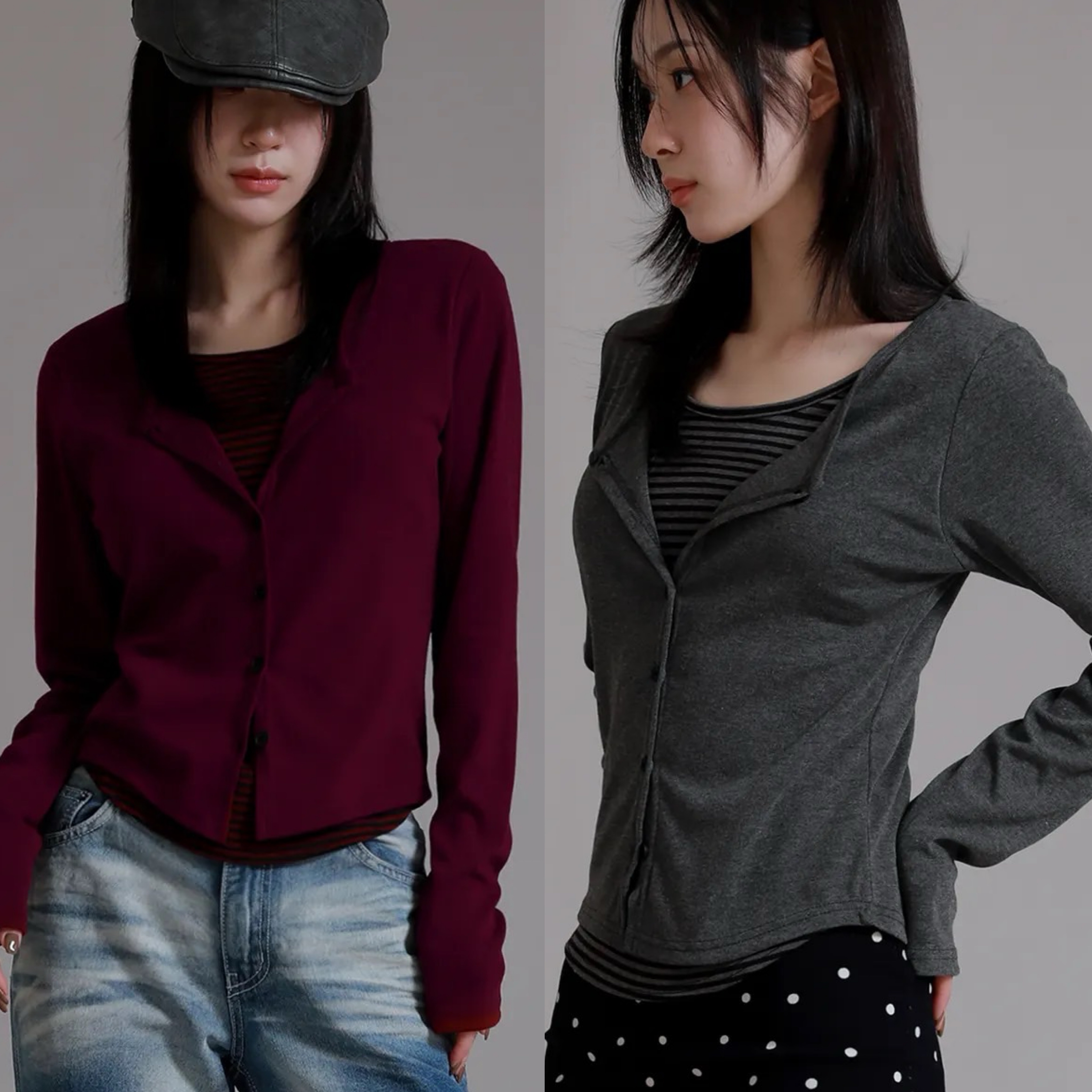 【疊穿假兩件】LIKE THE MOST🫧LAYERED CARDIGAN條紋疊穿長袖 3color