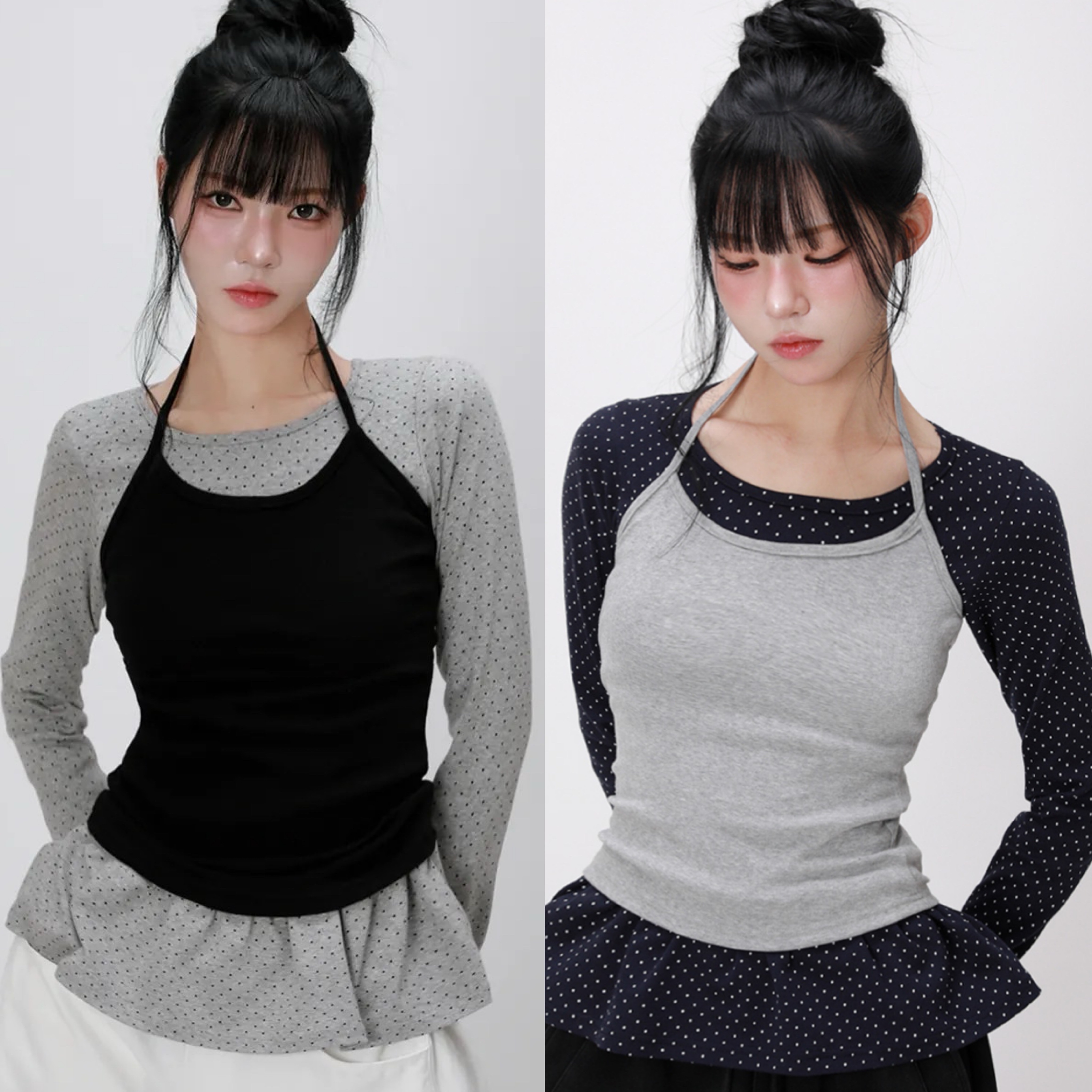 【1+1】LIKE THE MOST🫧點點長袖背心組 2color