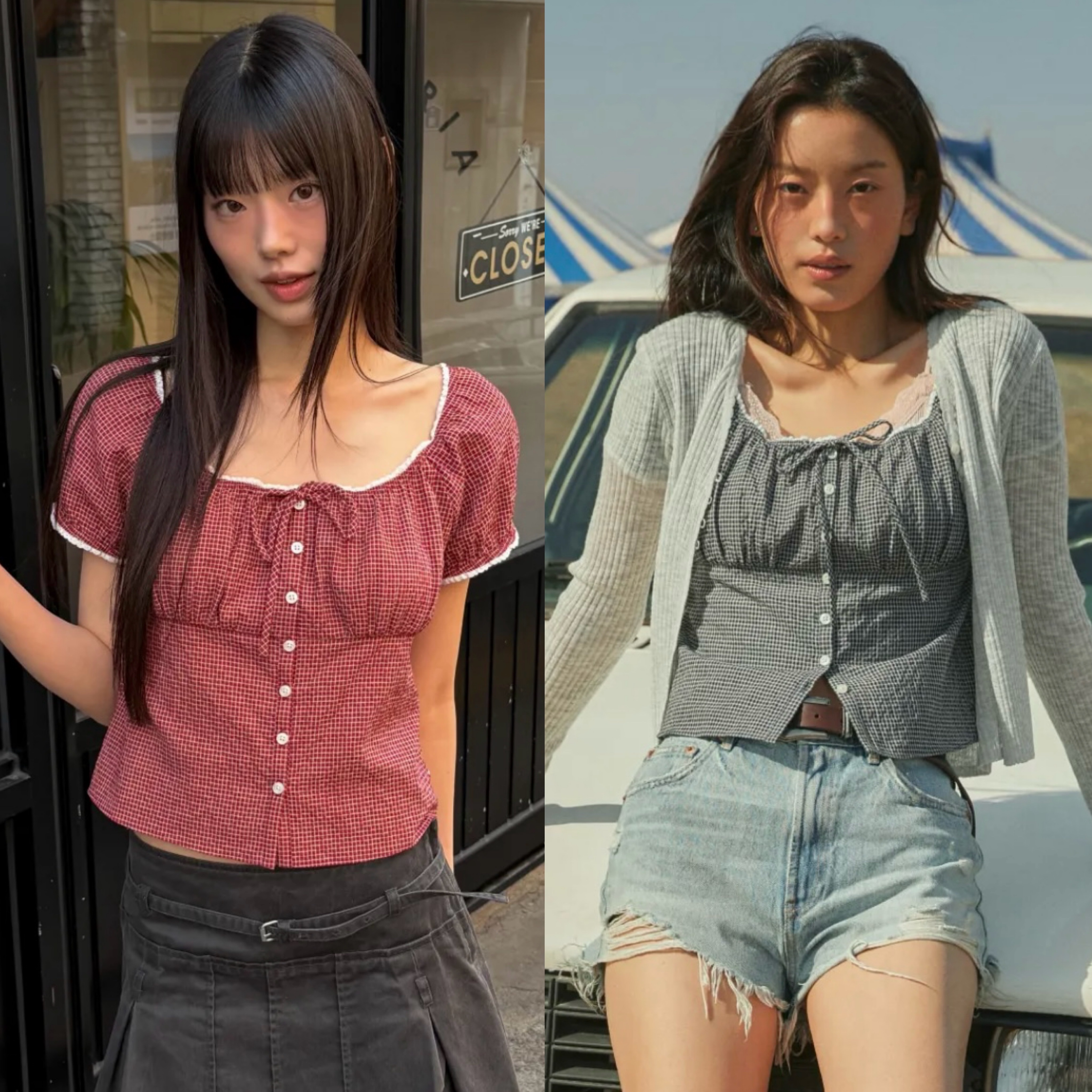Who.A.U🫧Check Patterend Blouse 2 color