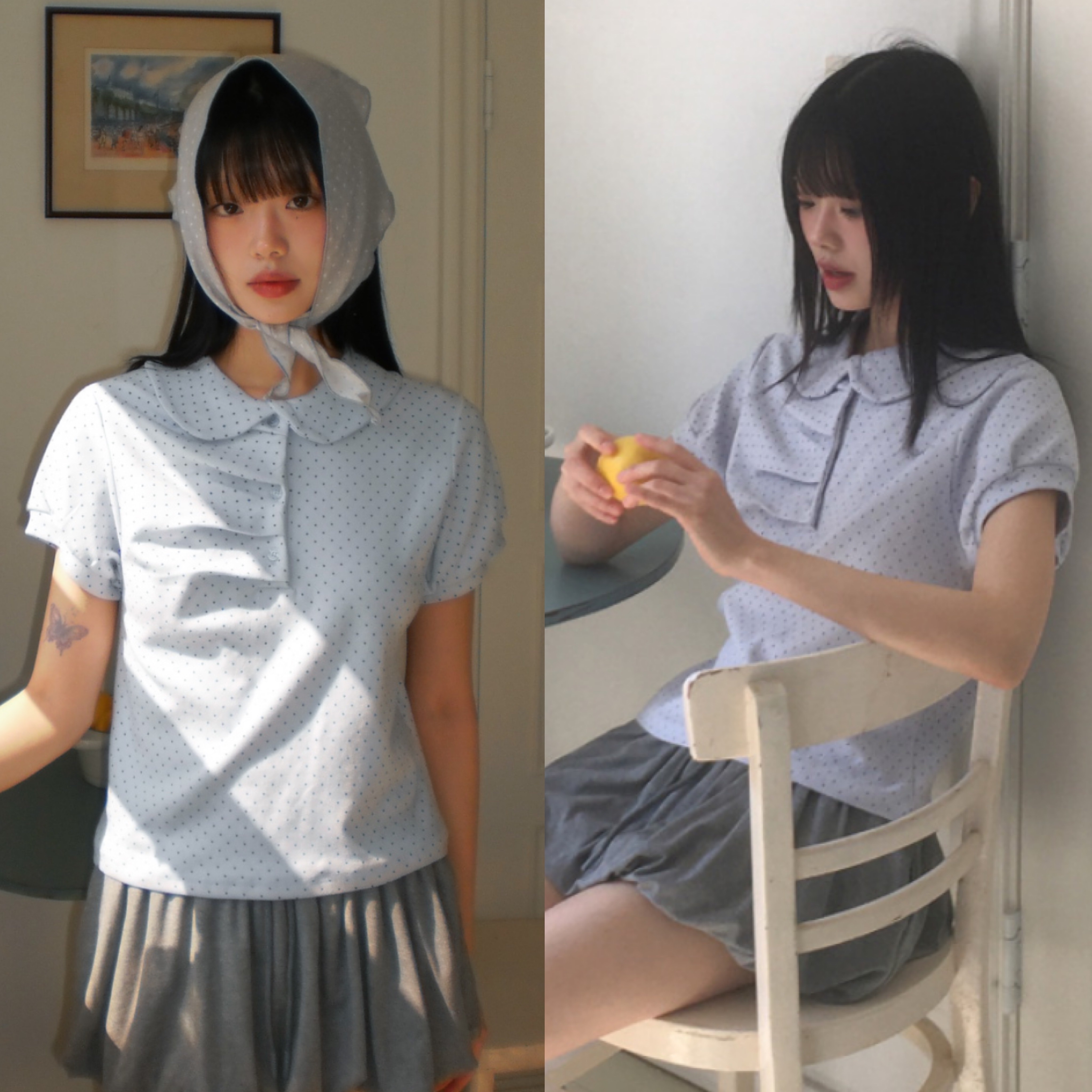 WONDER WONDER🫧波點花邊娃娃領短袖 3color