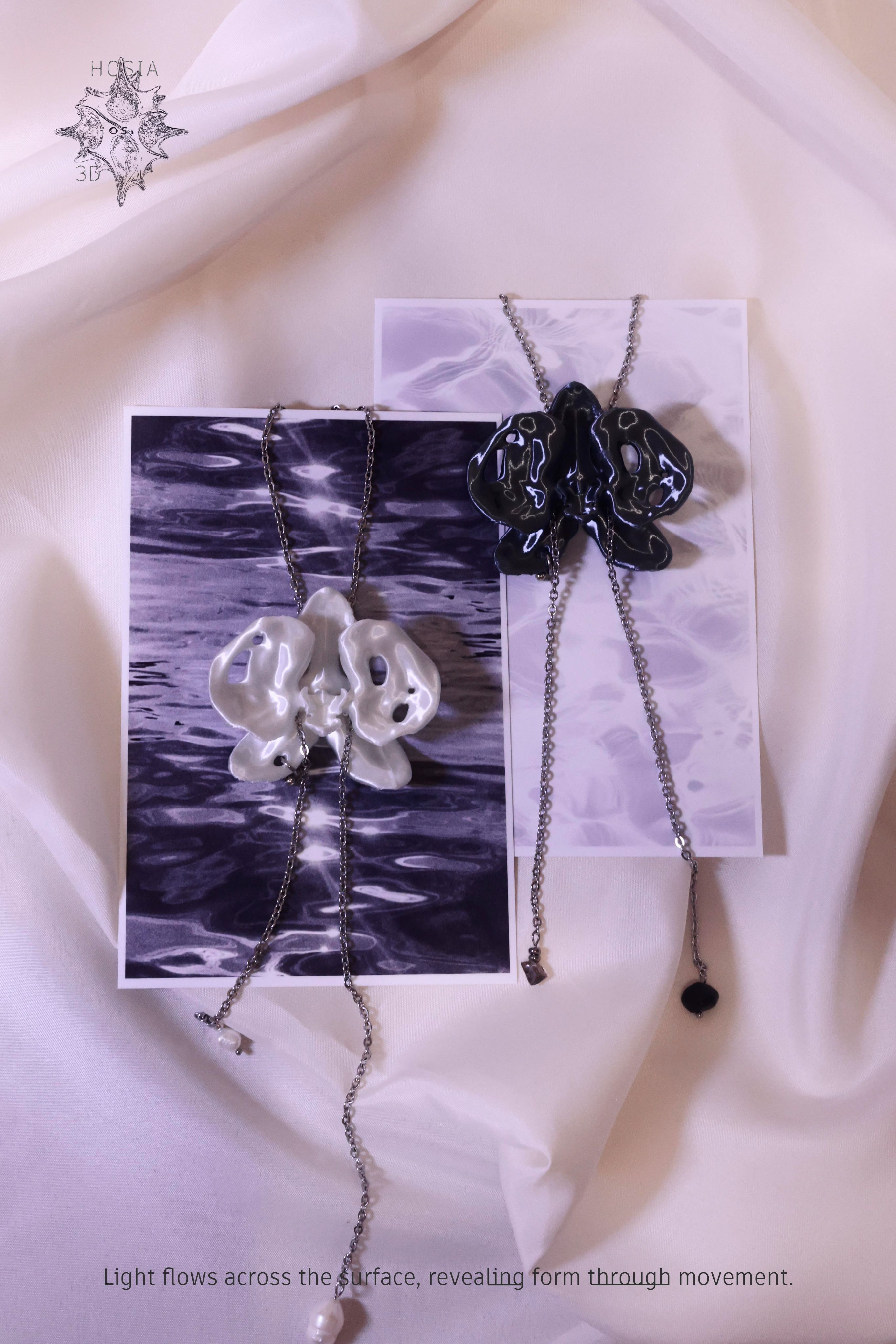 HOSIA 3D ✣❊小蘭花珍珠項鍊 ｜伸縮可調節項鍊 ❊✣