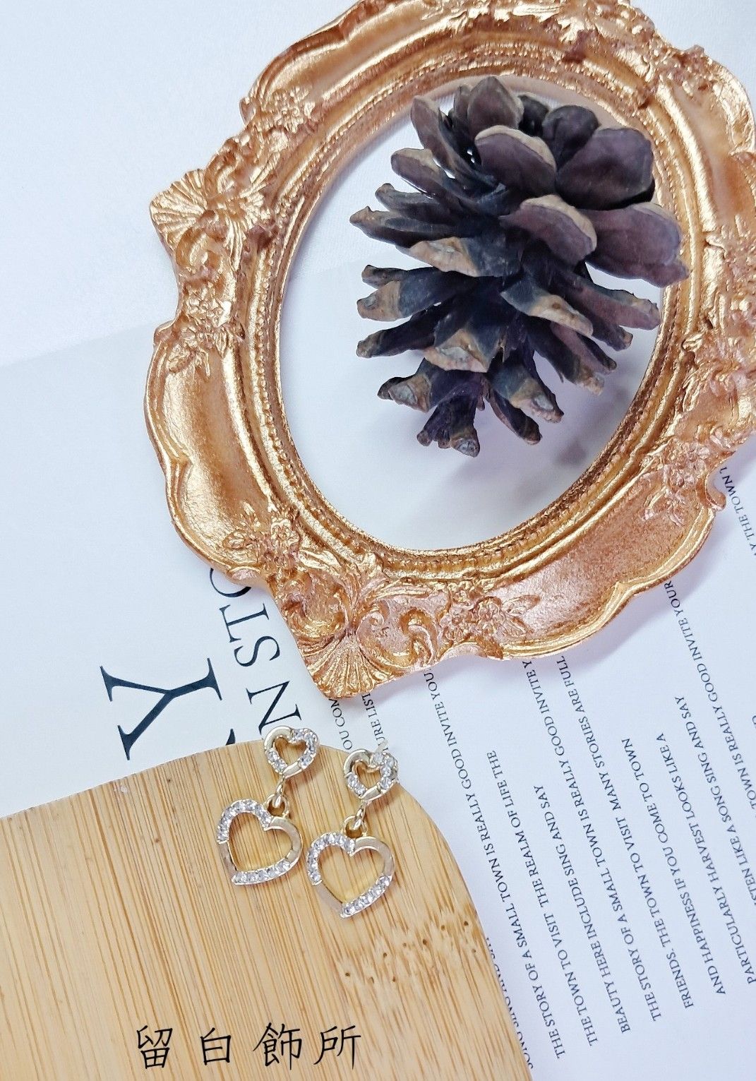 甜美雙愛心鑲鑽耳環