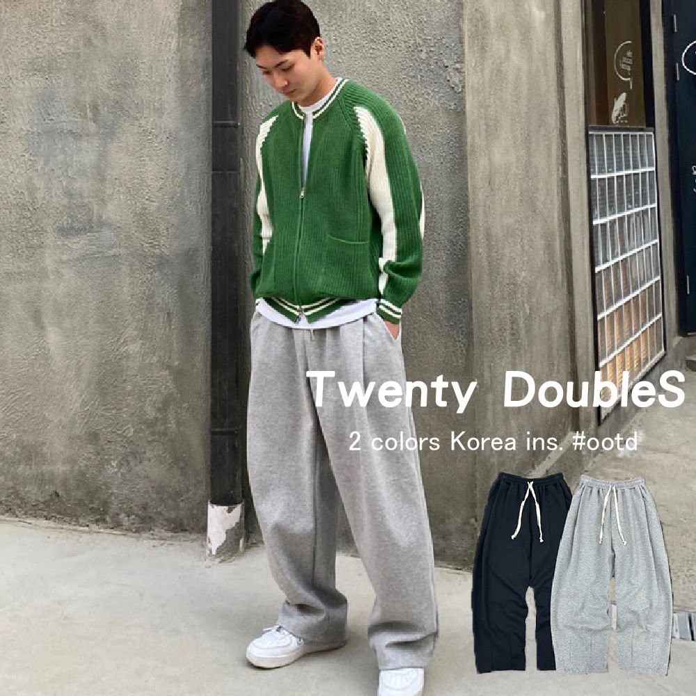 韓國挺版厚磅打摺棉長褲