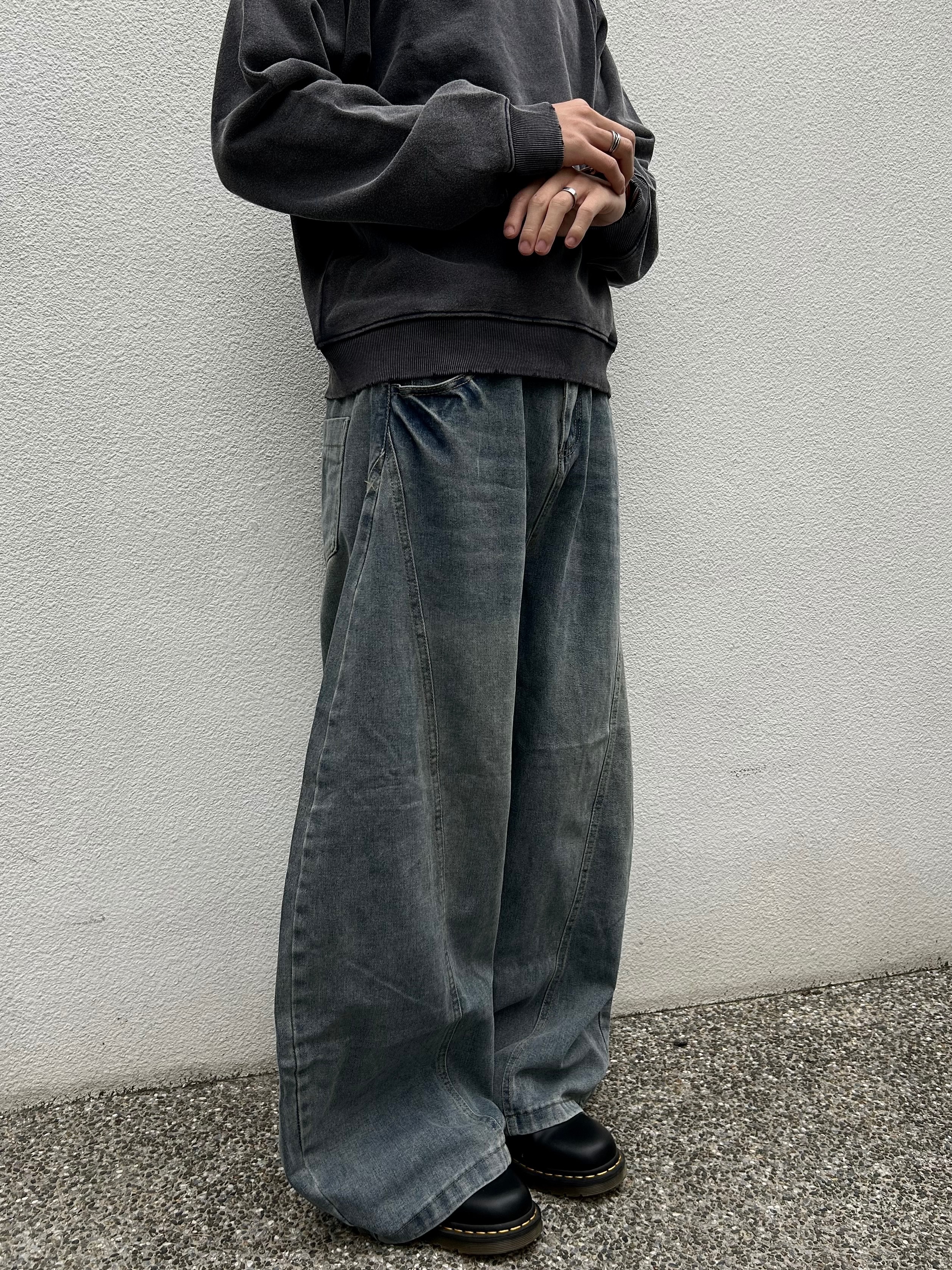 彎刀 Curved 牛仔褲｜寬鬆修飾腿型｜原色水洗｜街頭必備｜Si studio
