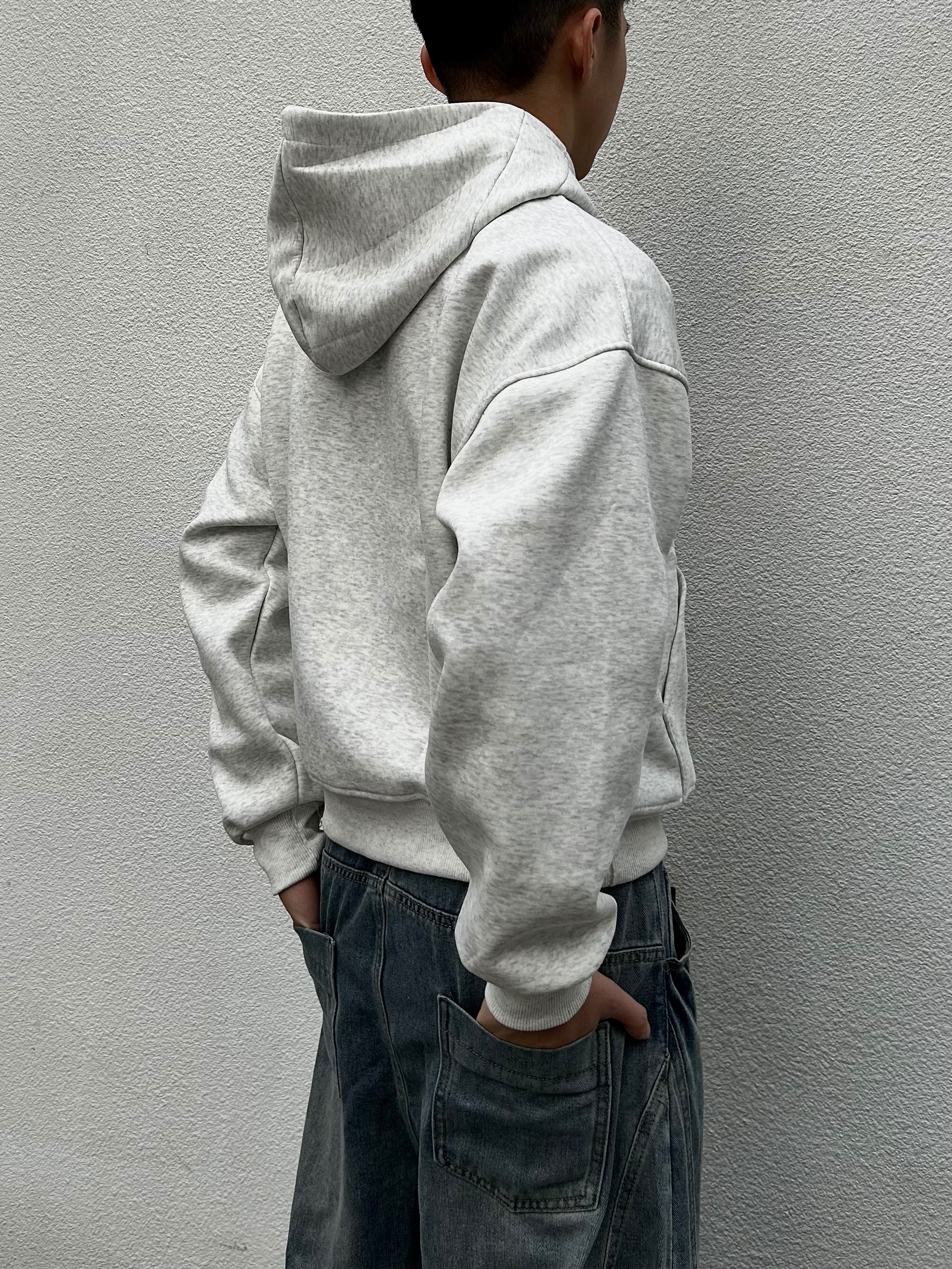 極簡 420g 重磅 Boxy 純色帽T｜短寬落肩寬鬆｜黑/白/鐵灰｜Si studio