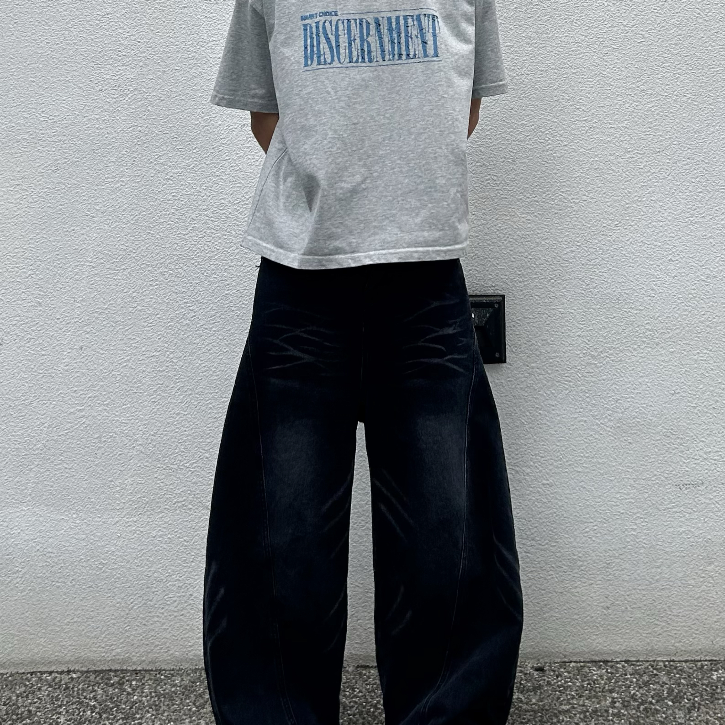 3D 立體剪裁彎刀褲 | O型腿救星 | 結構感寬褲 | 復古水洗 | Si studio