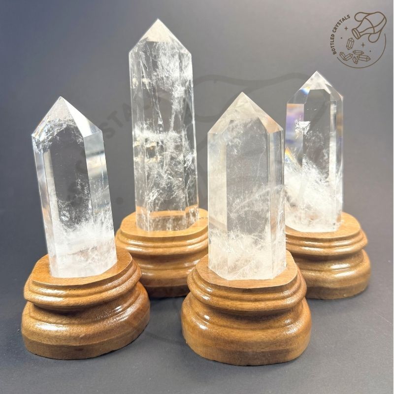 透白水晶柱｜天然冰裂紋｜含底座