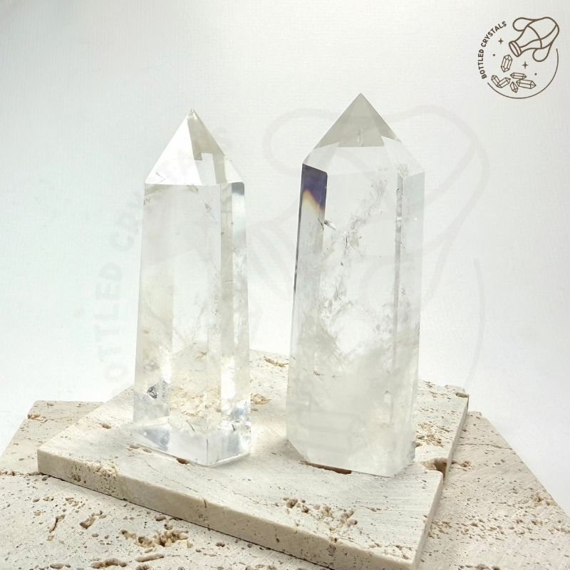 高透白水晶柱｜天然冰裂紋｜ 9cm