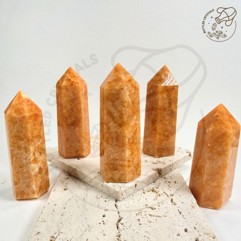 太陽石晶柱｜橘金滿火光｜7-8cm