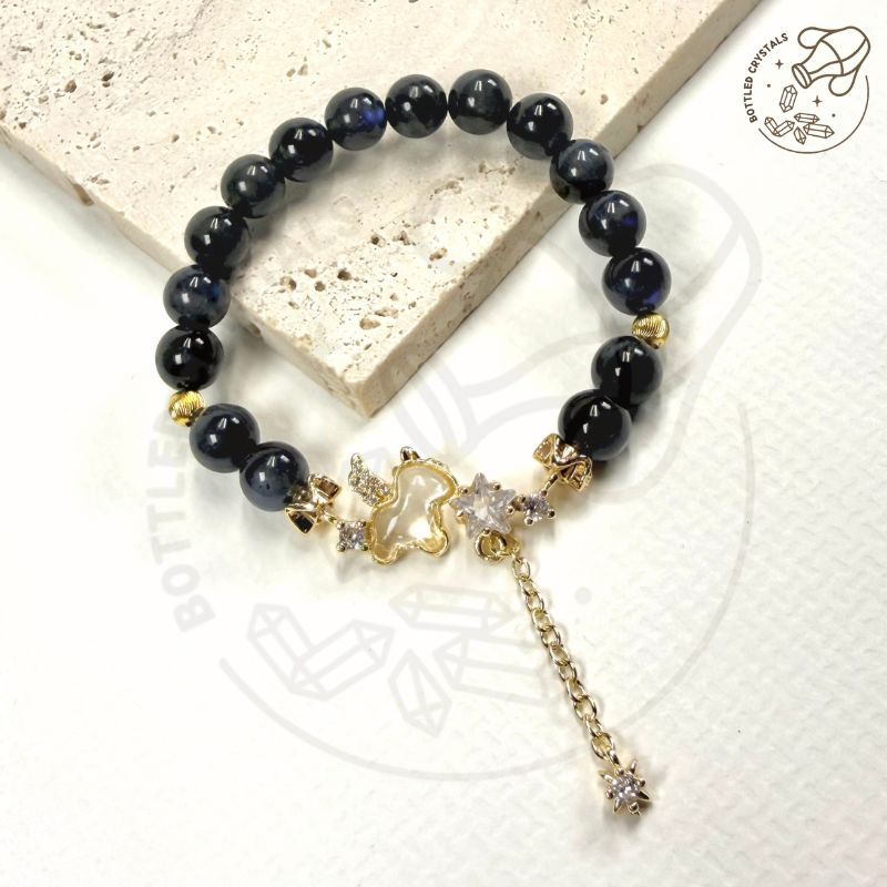 星光守護｜灰月光石小馬手串