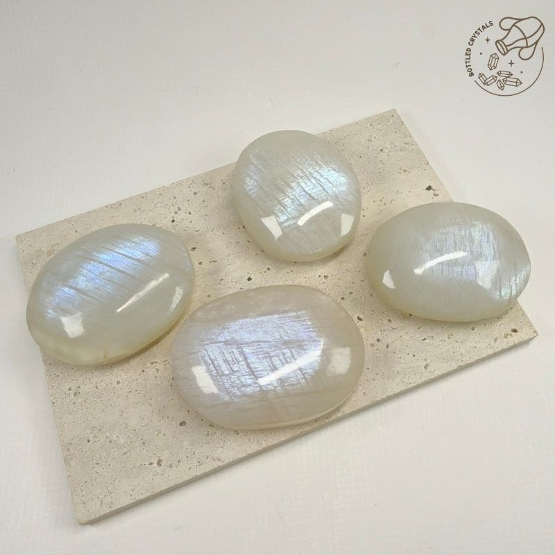 藍月光大蛋面擺件｜雙面藍白游光