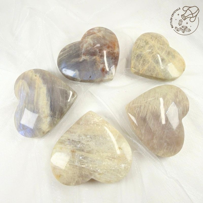 日月同輝愛心｜柔光藍暈・心輪療癒擺件