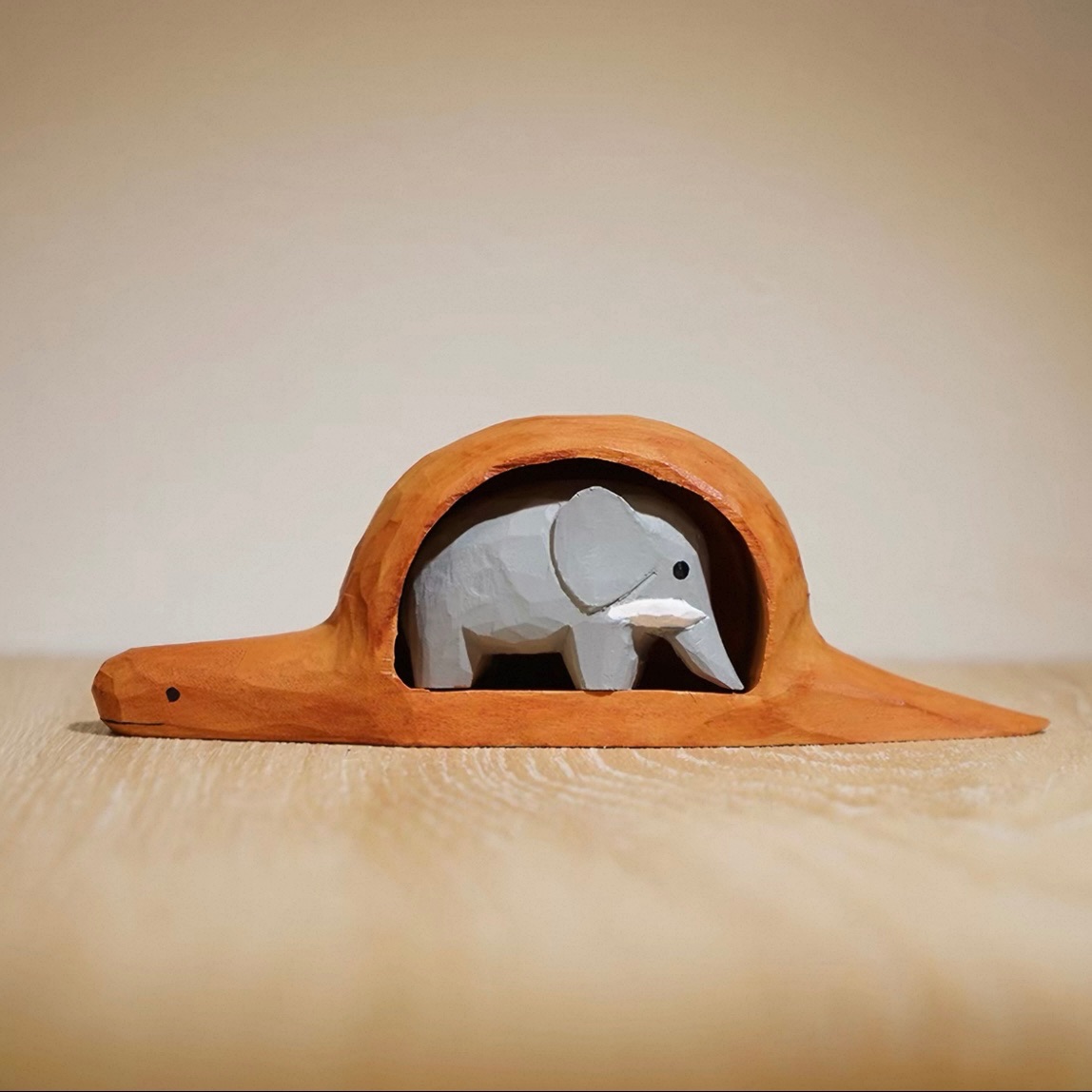 「大人們什麼都不懂」小王子 蛇吞象木雕組