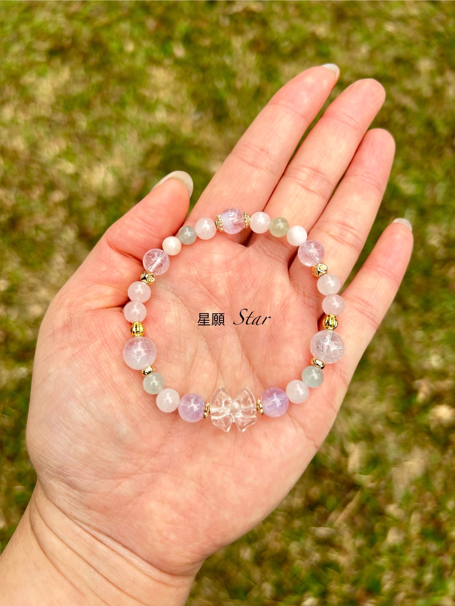 雙A級白水蝴蝶結+彩摩根+紫玉晶