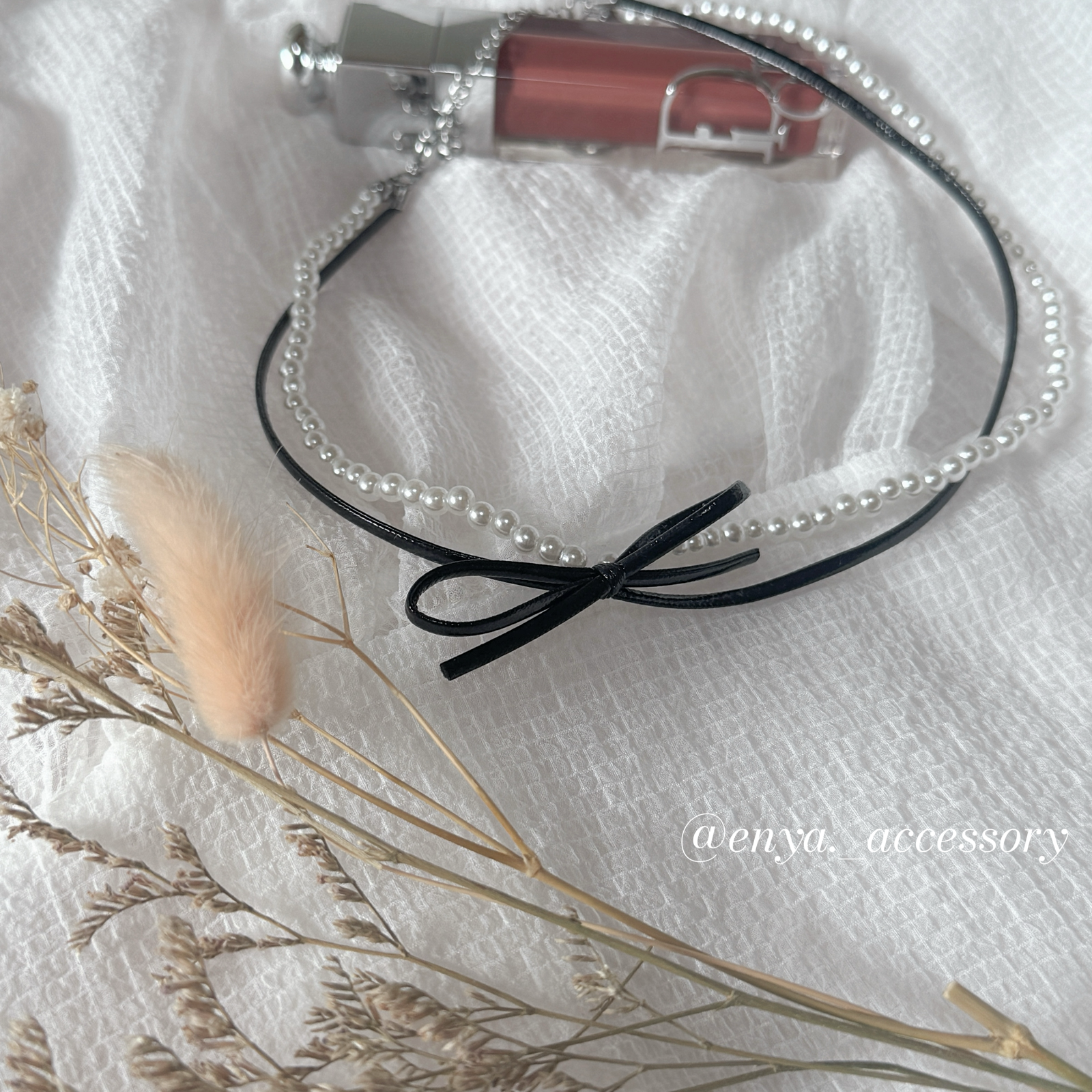 蝴蝶結珍珠頸鏈