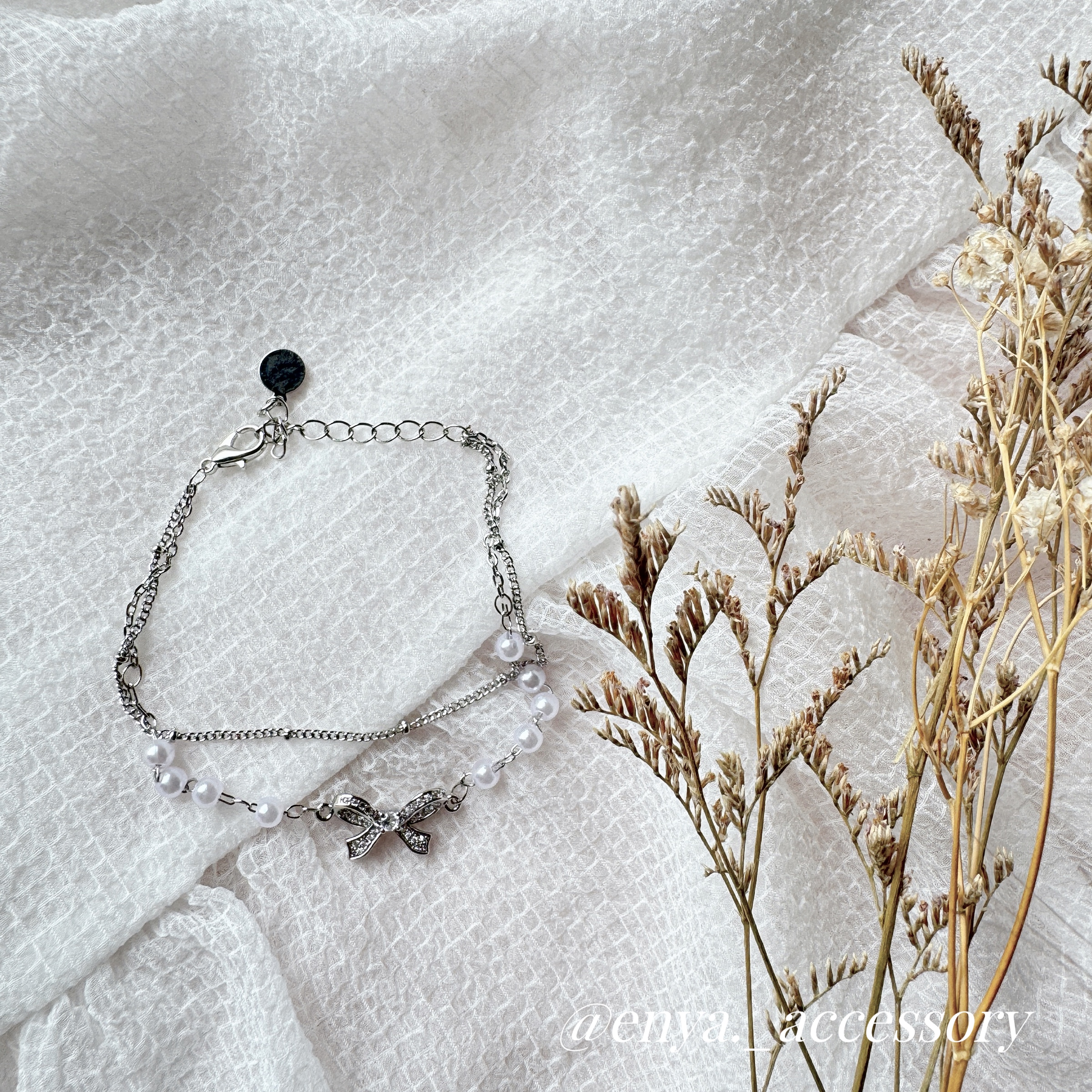 蝴蝶結珍珠手鏈