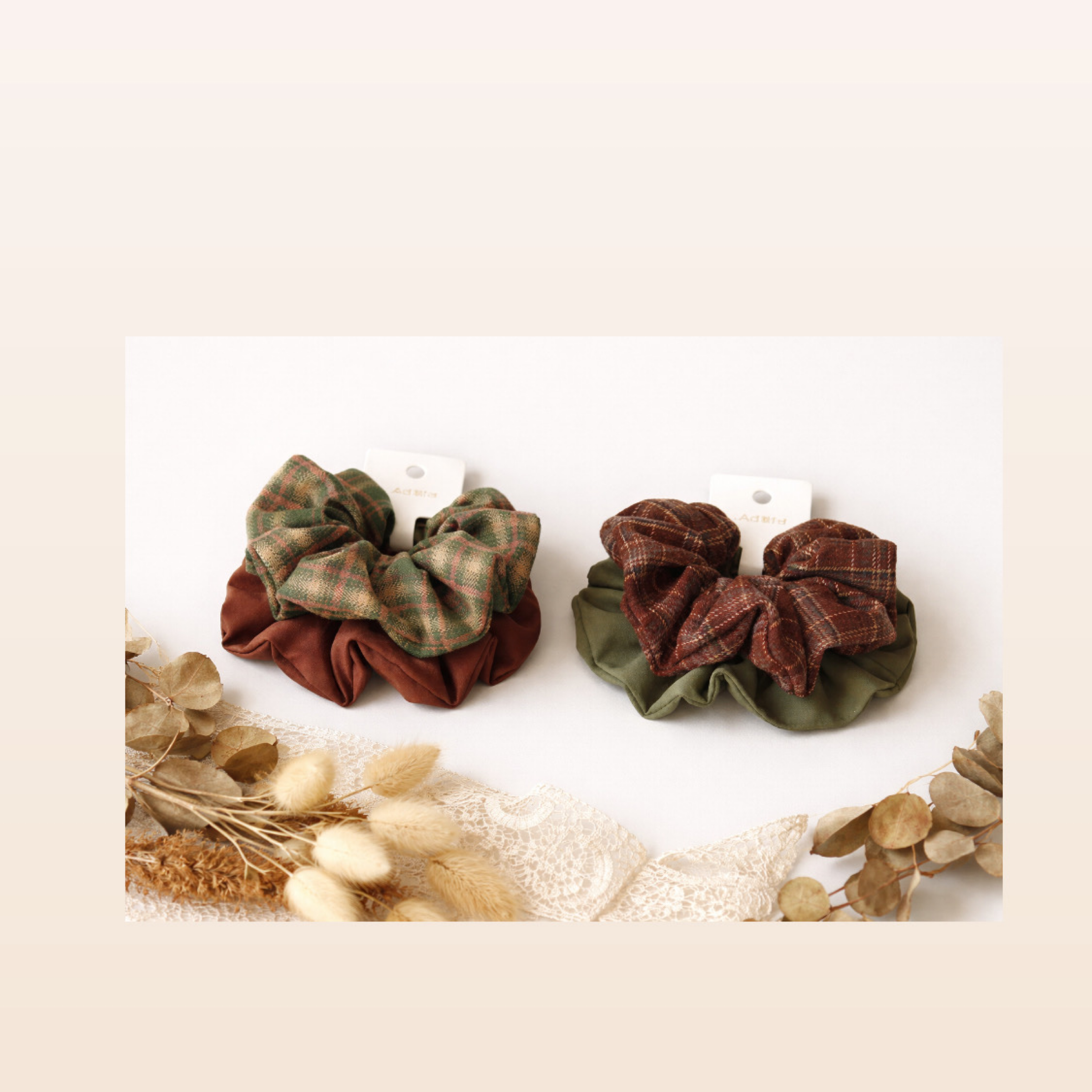 綠色格紋大腸圈/咖啡色格紋大腸圈