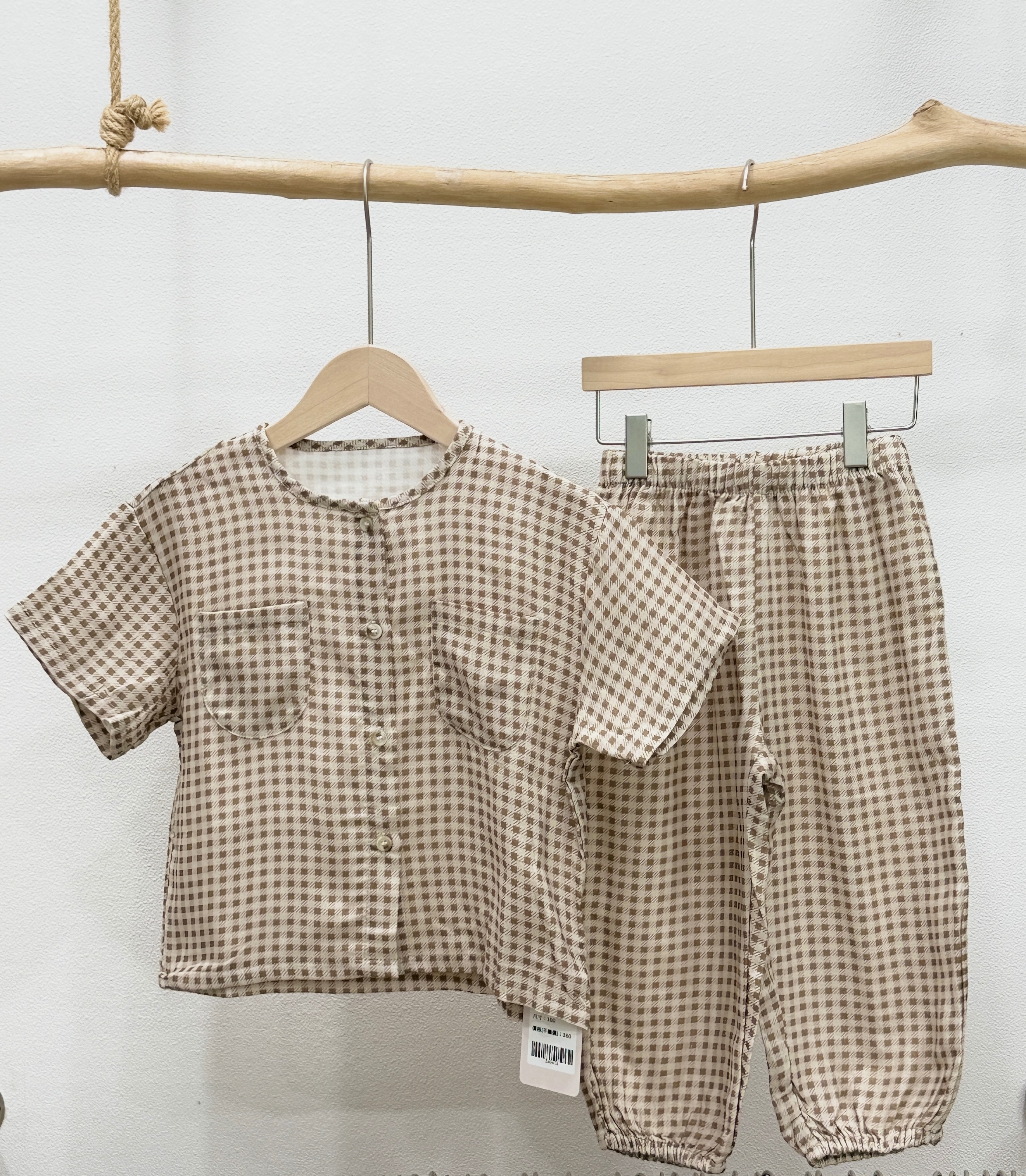 焦糖格子睡衣set