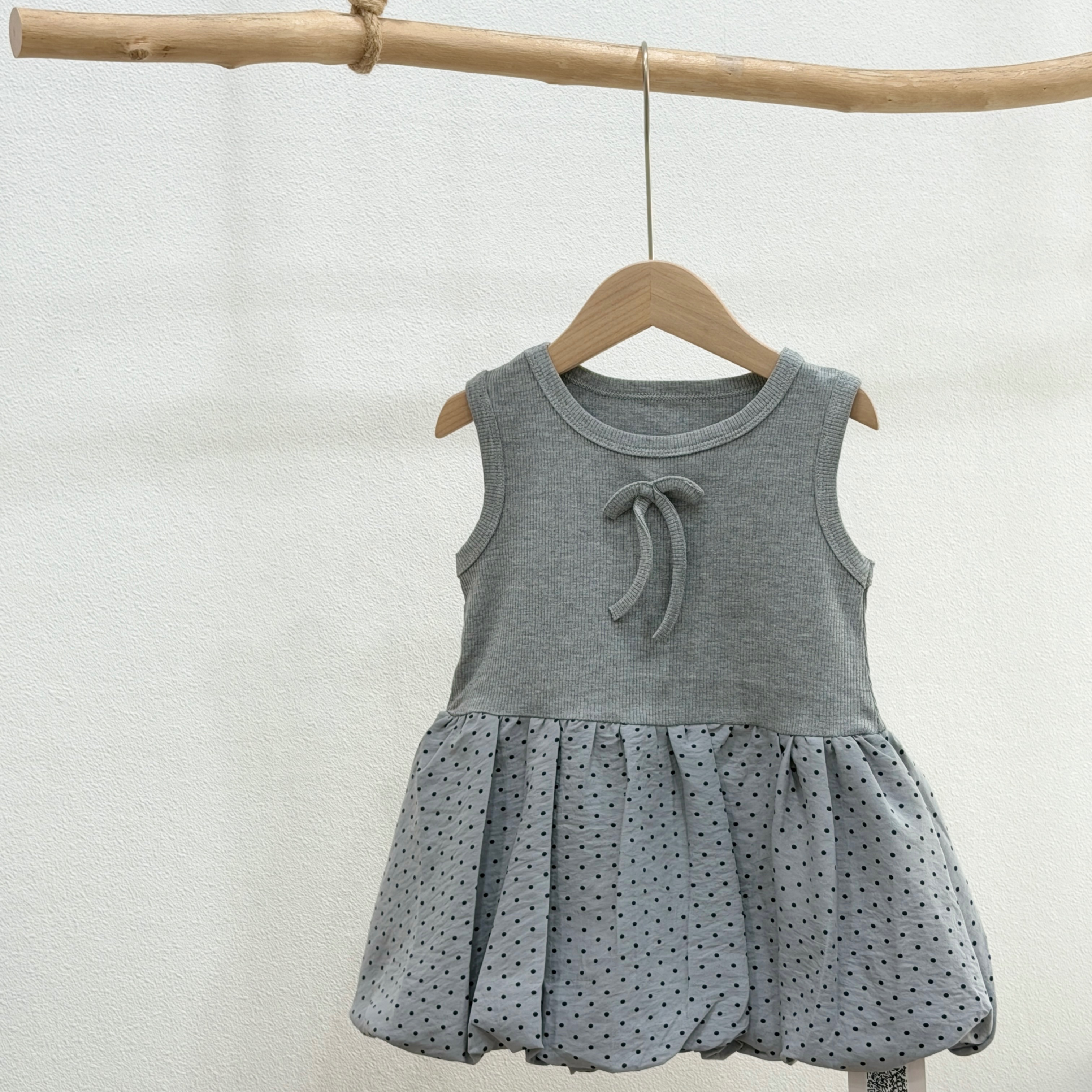 灰色蝴蝶結點點洋裝