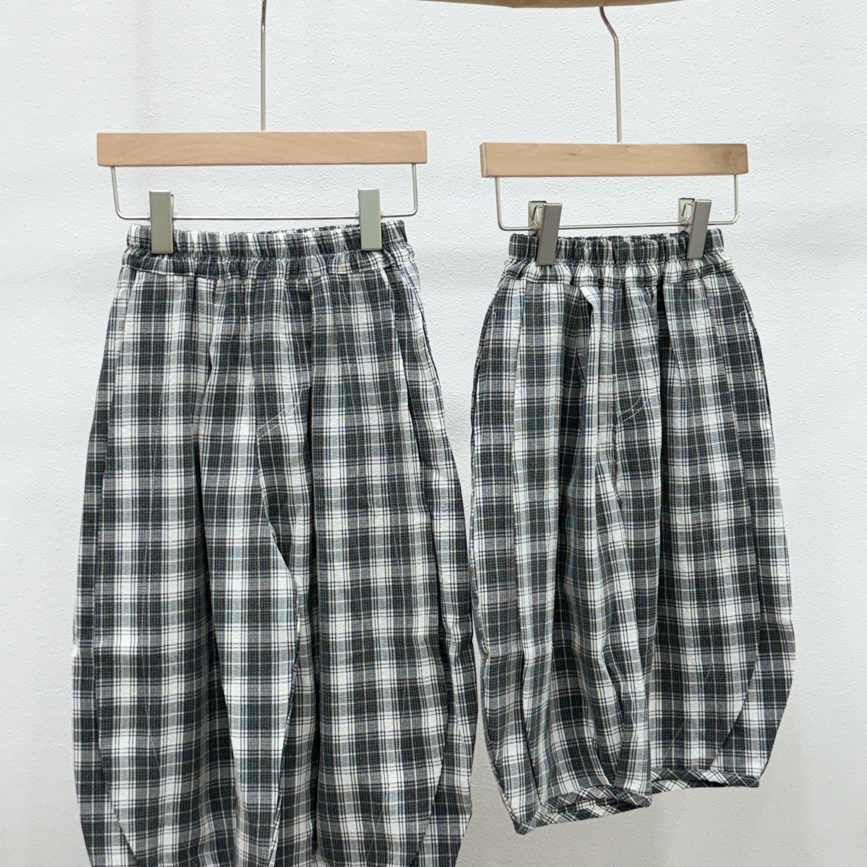 格子涼感寬褲-很寬鬆