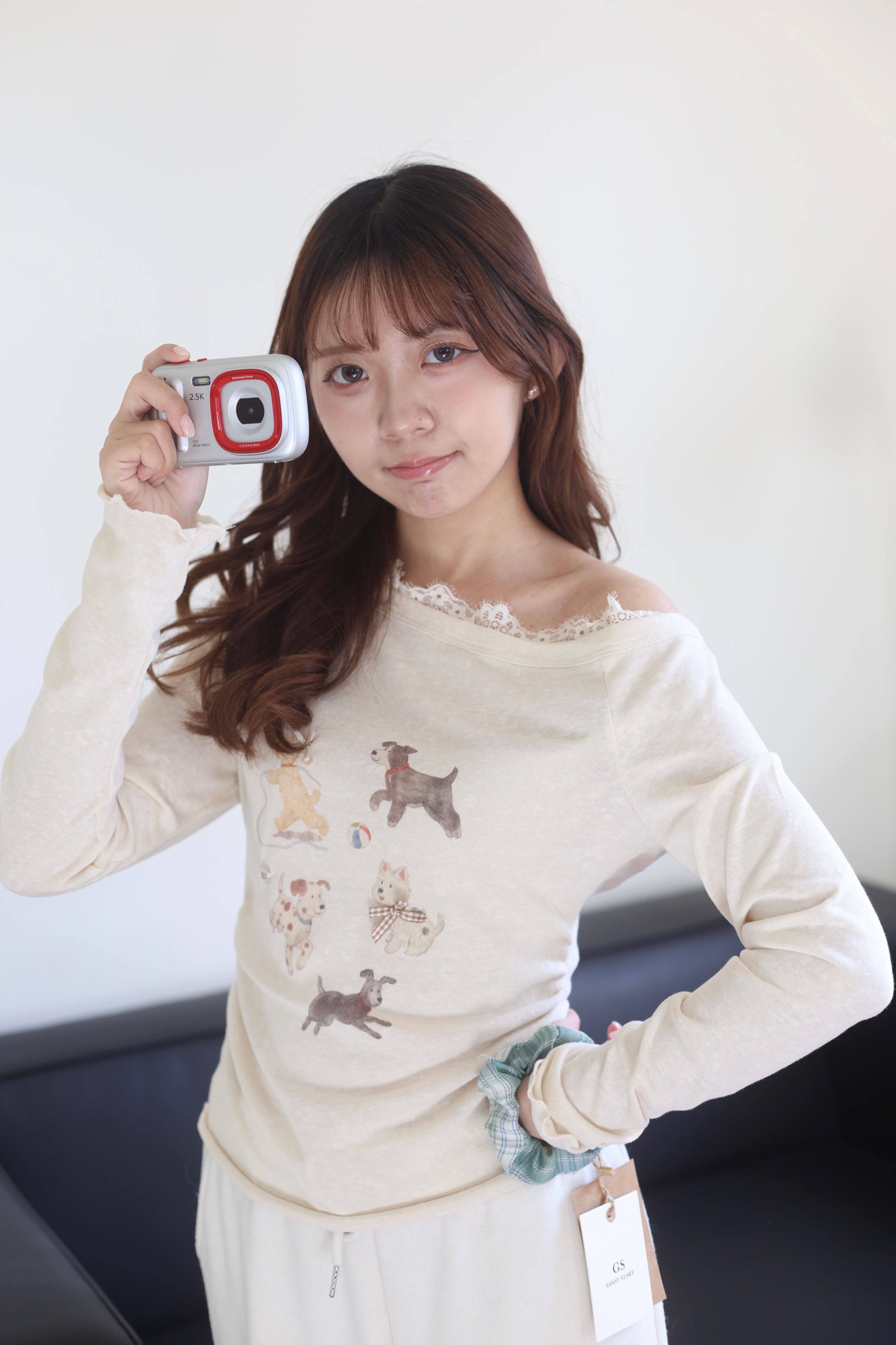 「現貨」斜肩狗狗印花上衣🐶S碼