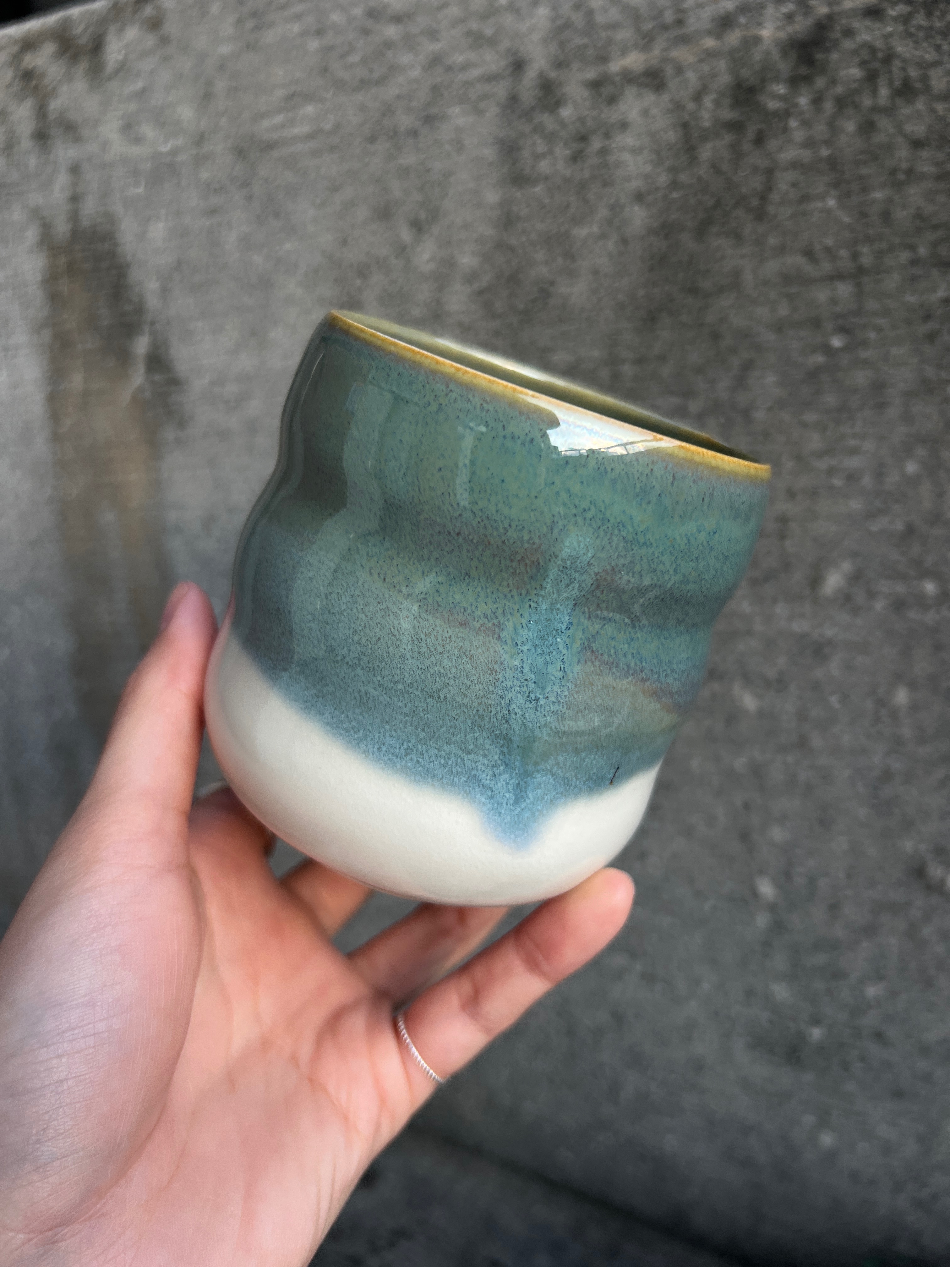 綠白泡泡小花盆