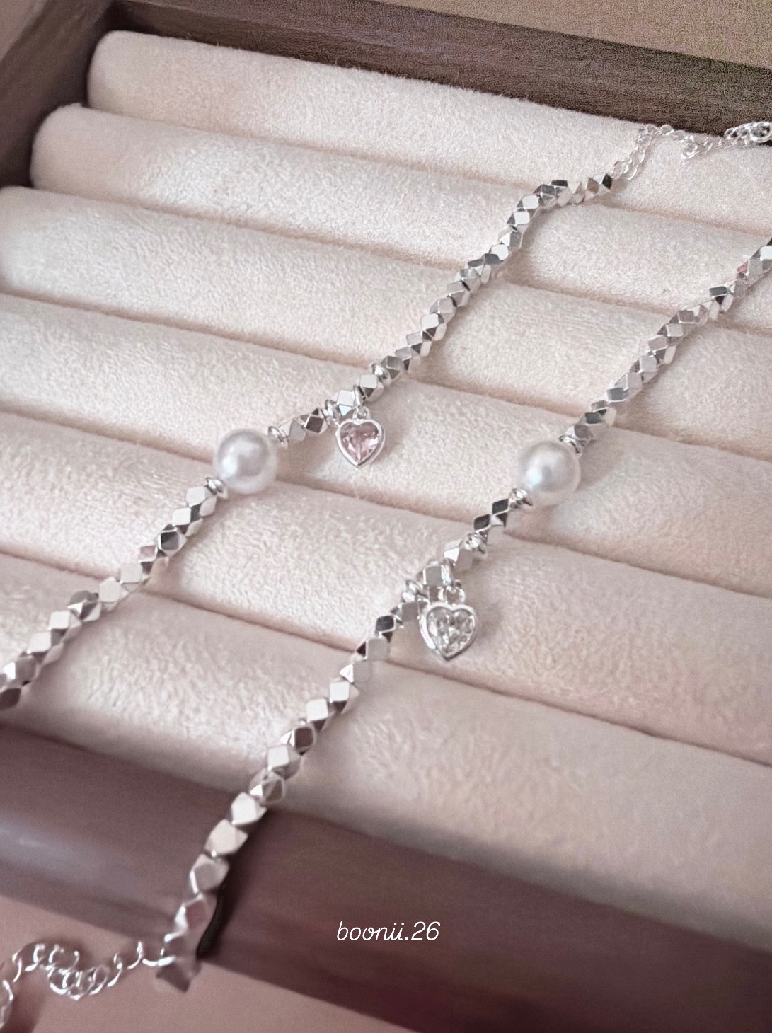 𝟵𝟮𝟱純銀｜碎銀愛心鑽石手鍊