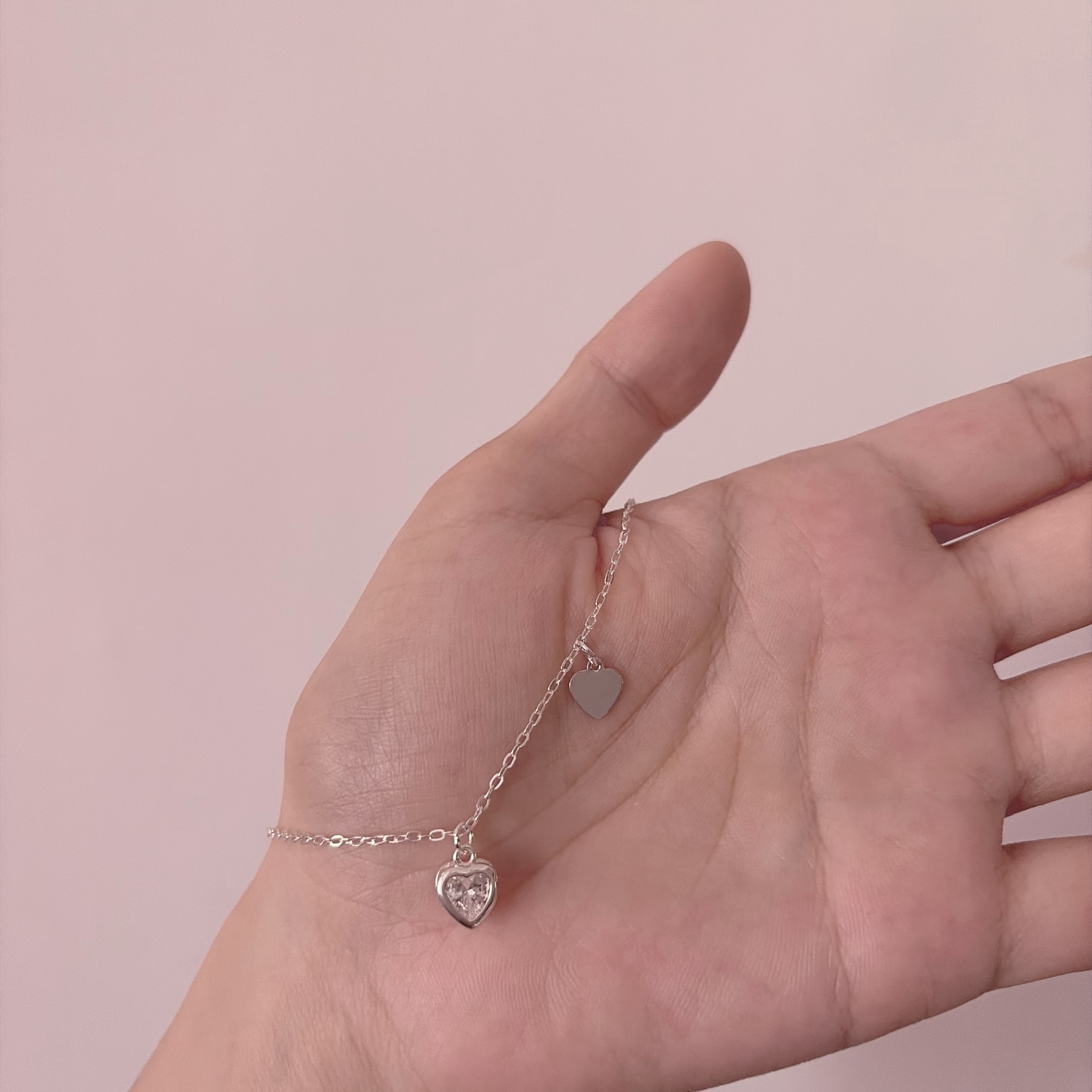 𝟵𝟮𝟱純銀｜愛心鑽石項鍊