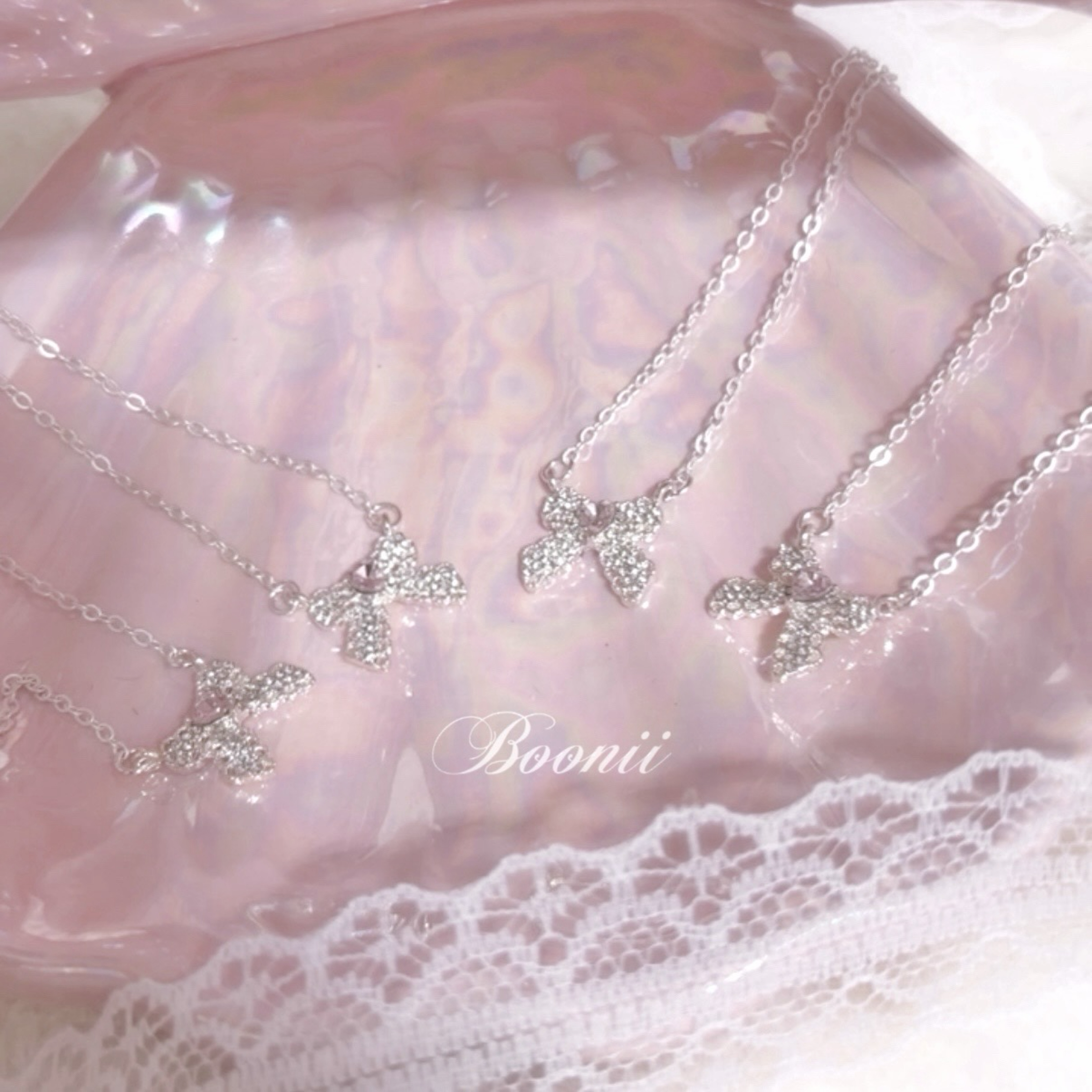 𝑵𝑬𝑾✨｜粉織蕾絲蝴蝶結項鍊