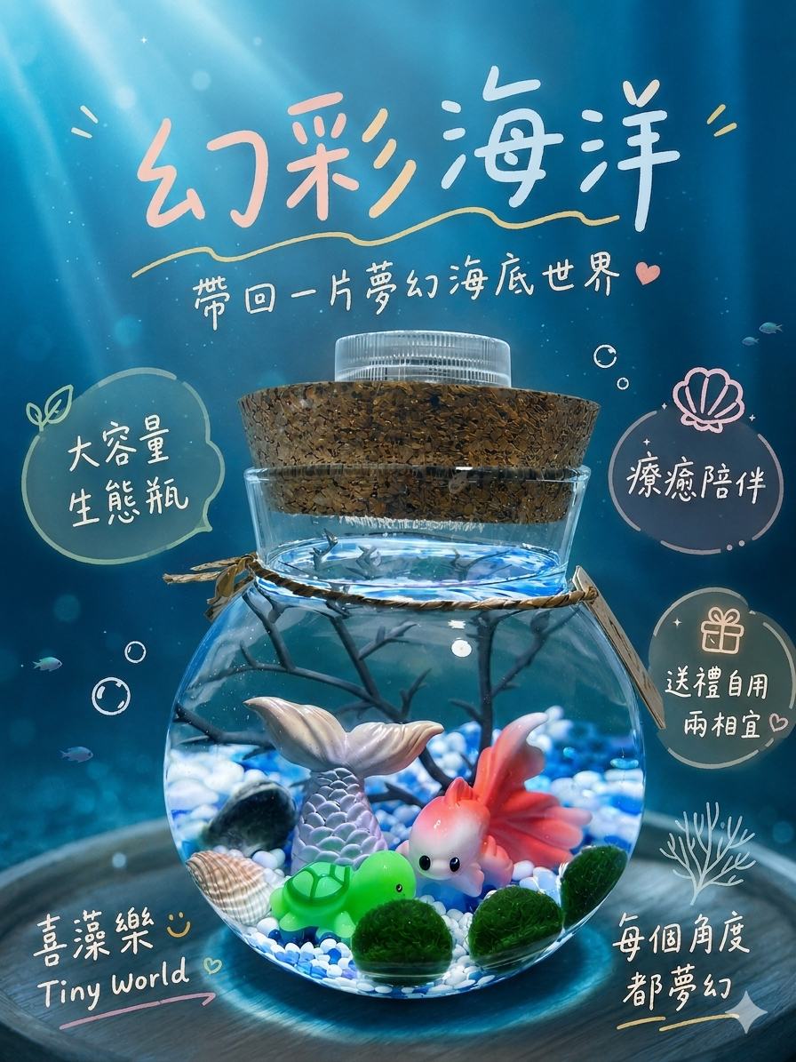 500ml藻球生態瓶