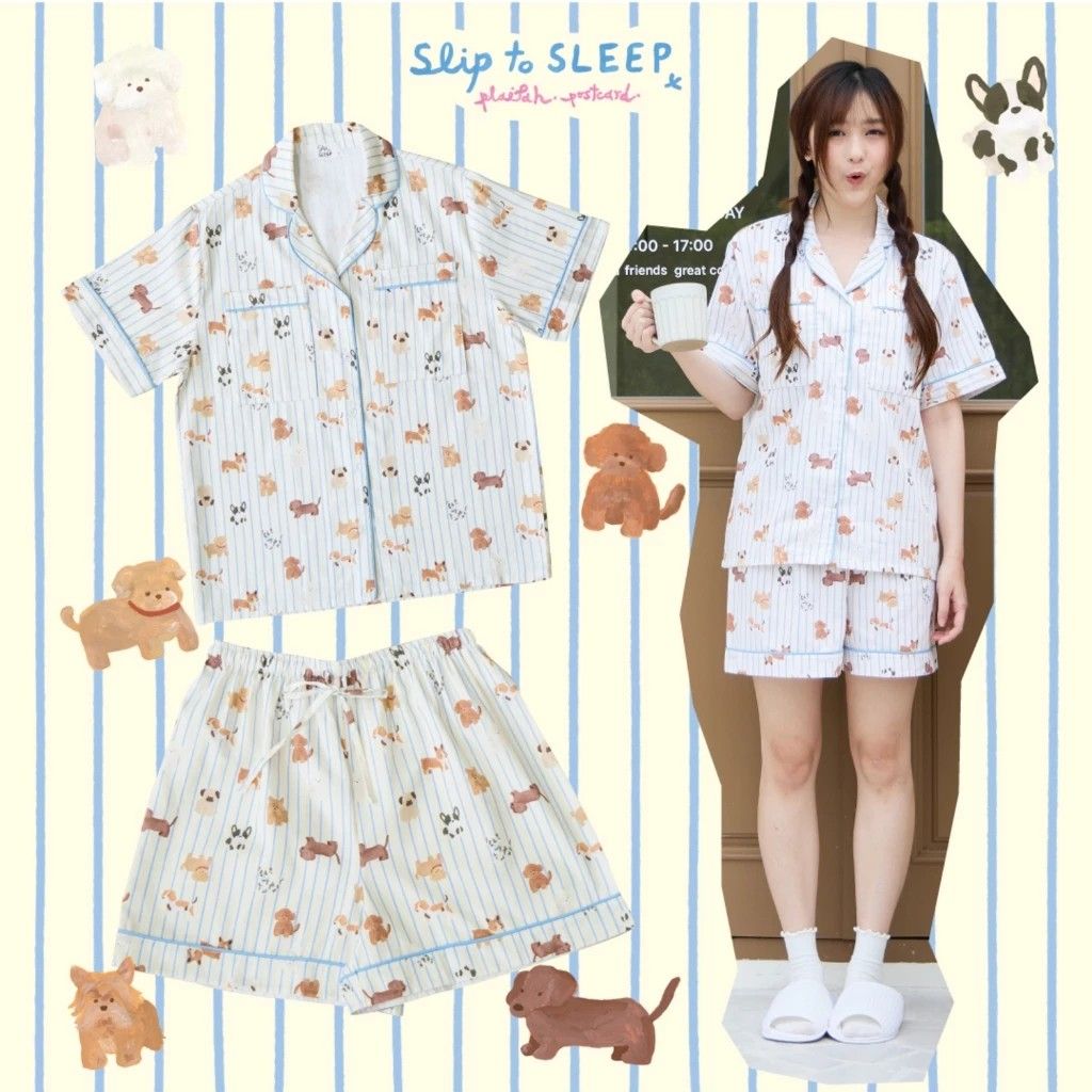 【預購】slip to sleep X Cream Pup睡衣（勿直接下單 請先私訊IG詢問⮕@_w.e_shop_）