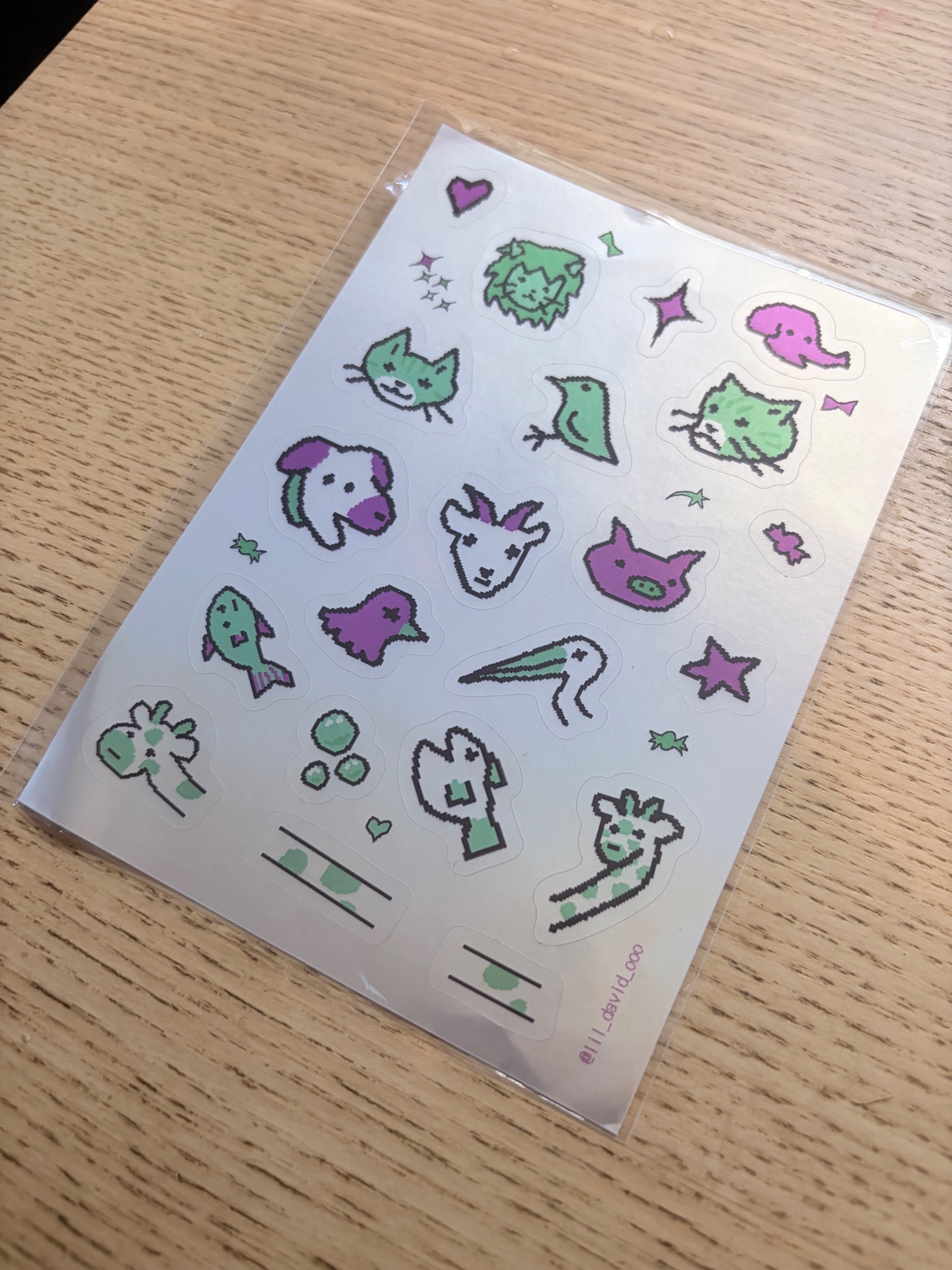 像素動物好朋友雷射貼紙 A6