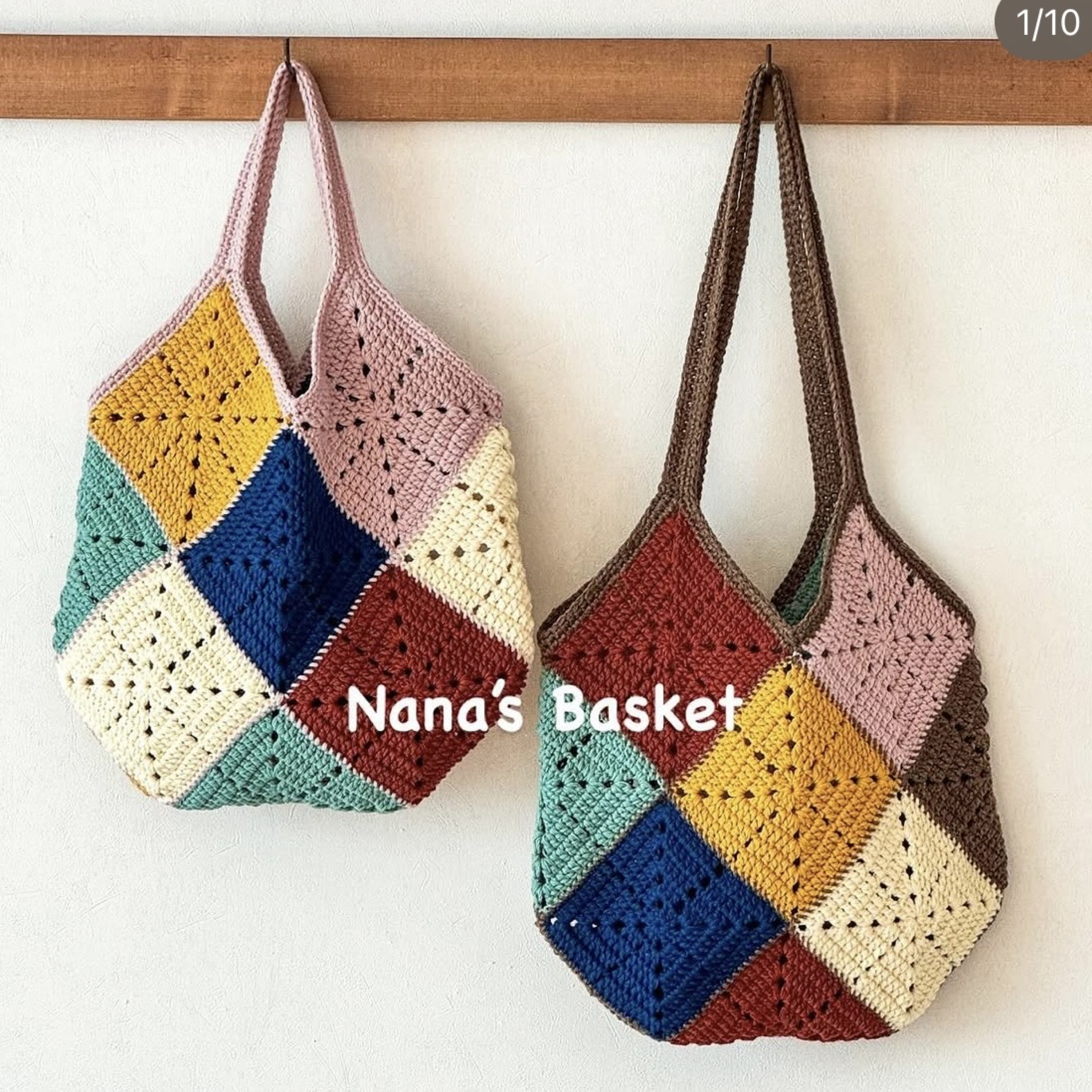 NaNasbasket 拼色祖母格肩背包