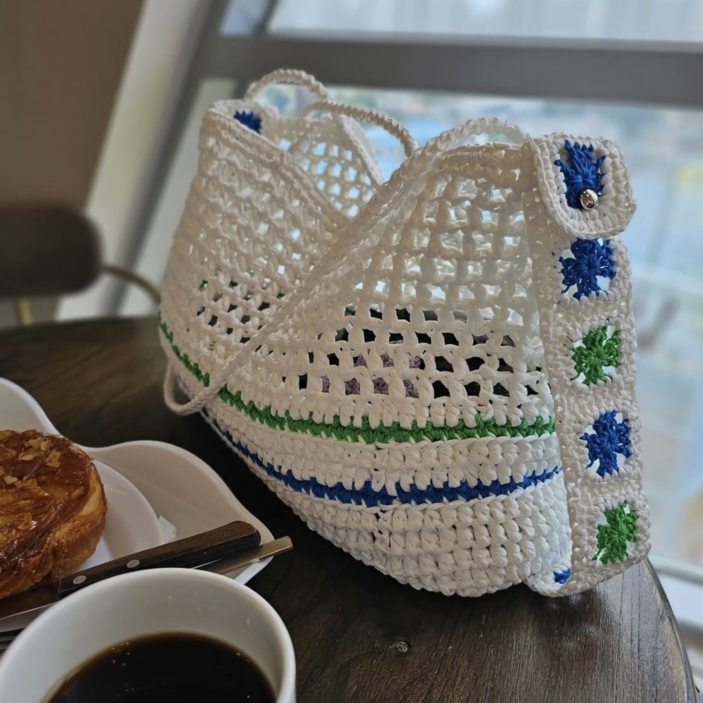 NaNasbasket 花磚肩帶網格包