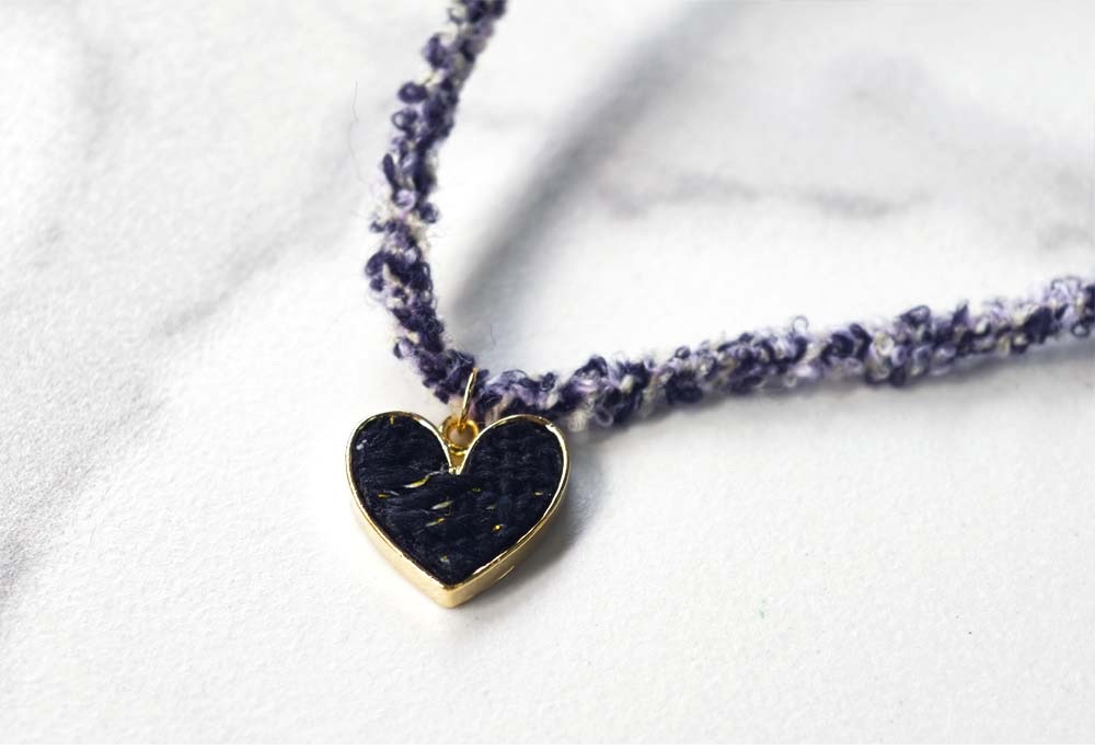 Moonlit Heart｜月光紫愛心鍊・手作感編織鎖骨項鍊