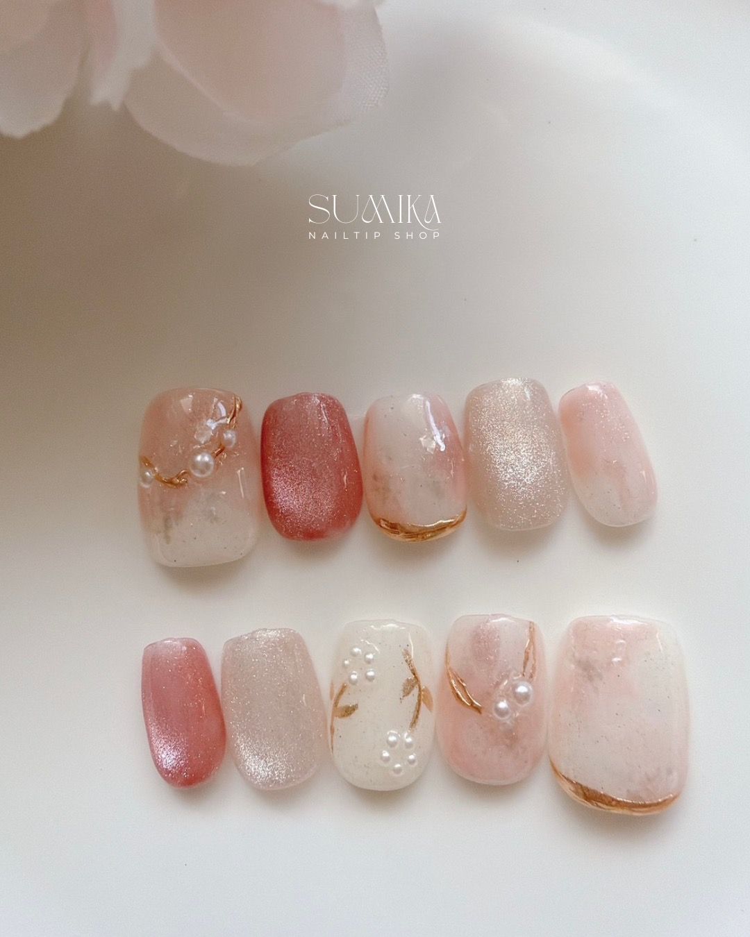 玫瑰花藤 ｜ 流金珍珠與微光晶透粉