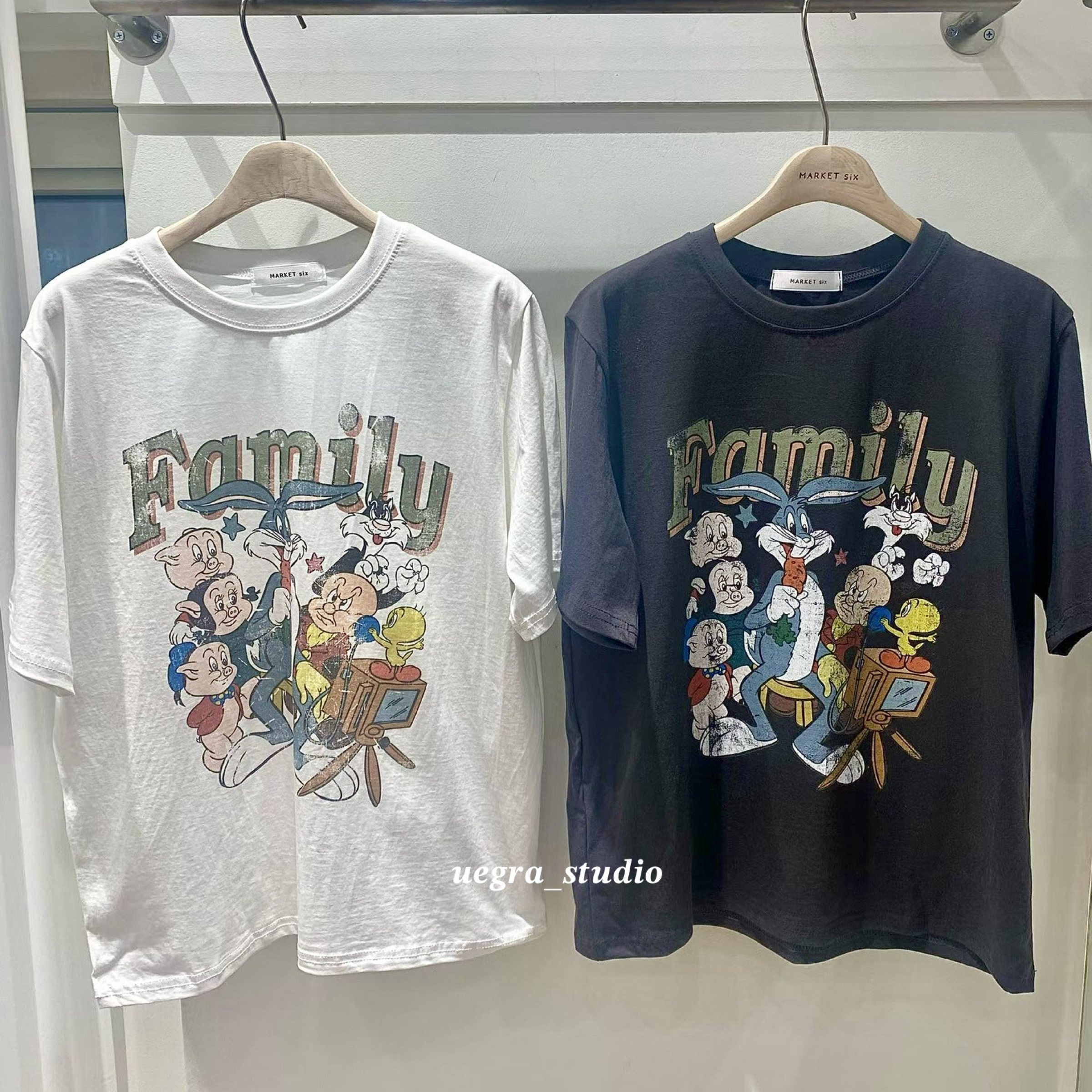 復古 Family 美式印花寬鬆T