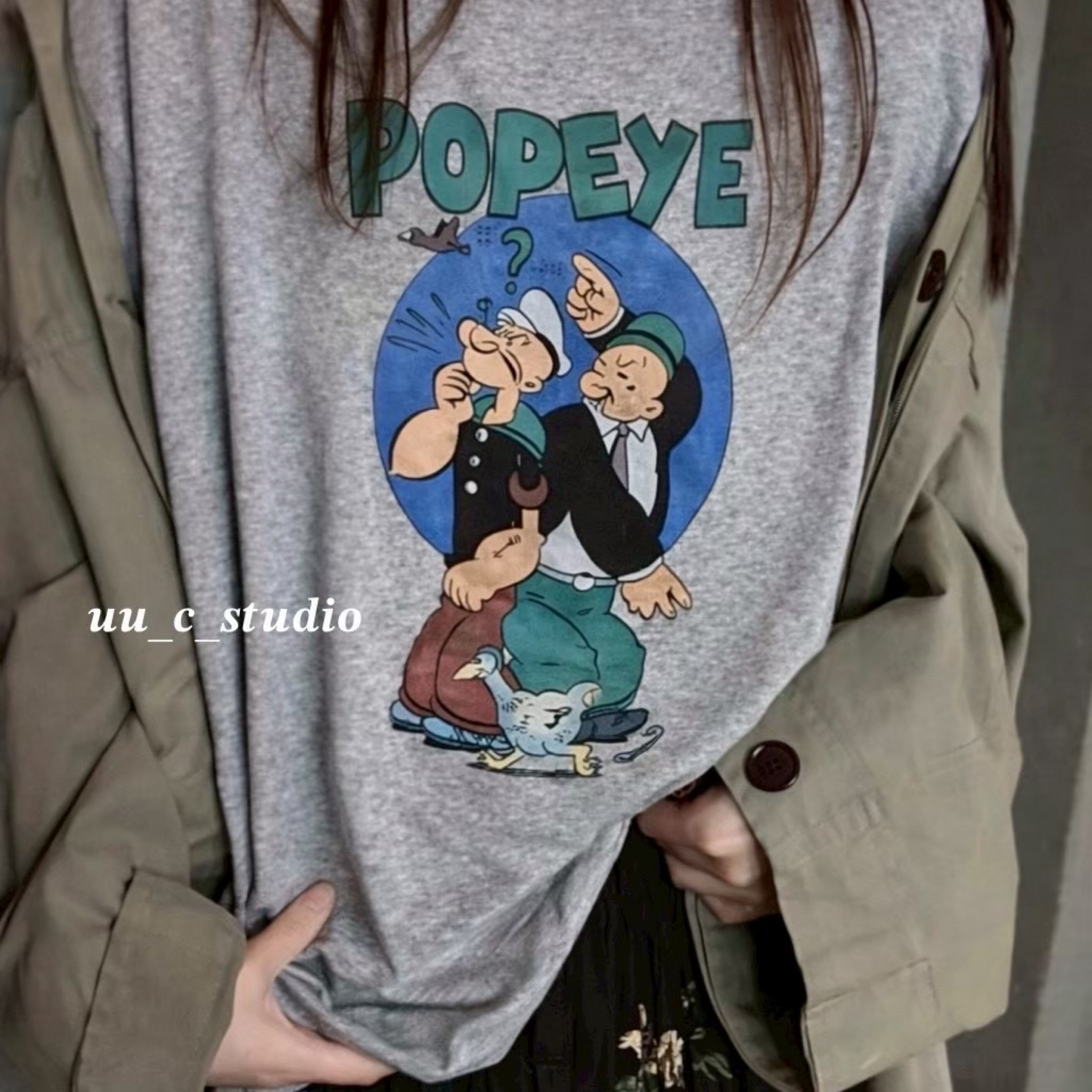 POPEYE卡通印花短袖T恤｜韓系寬鬆短袖上衣｜男女可穿
