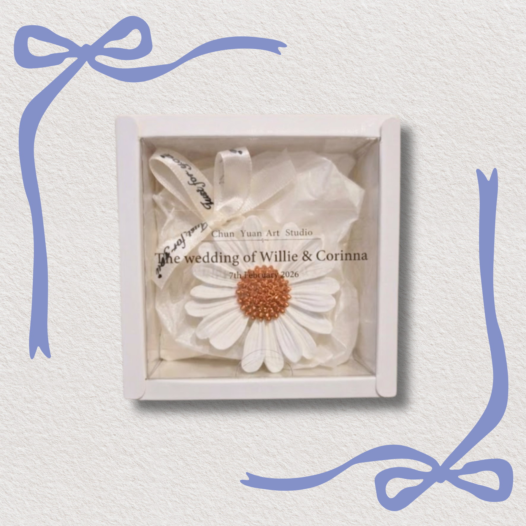 柔金雛菊擴香石禮盒。手工製作。婚禮小物。付香氛精油