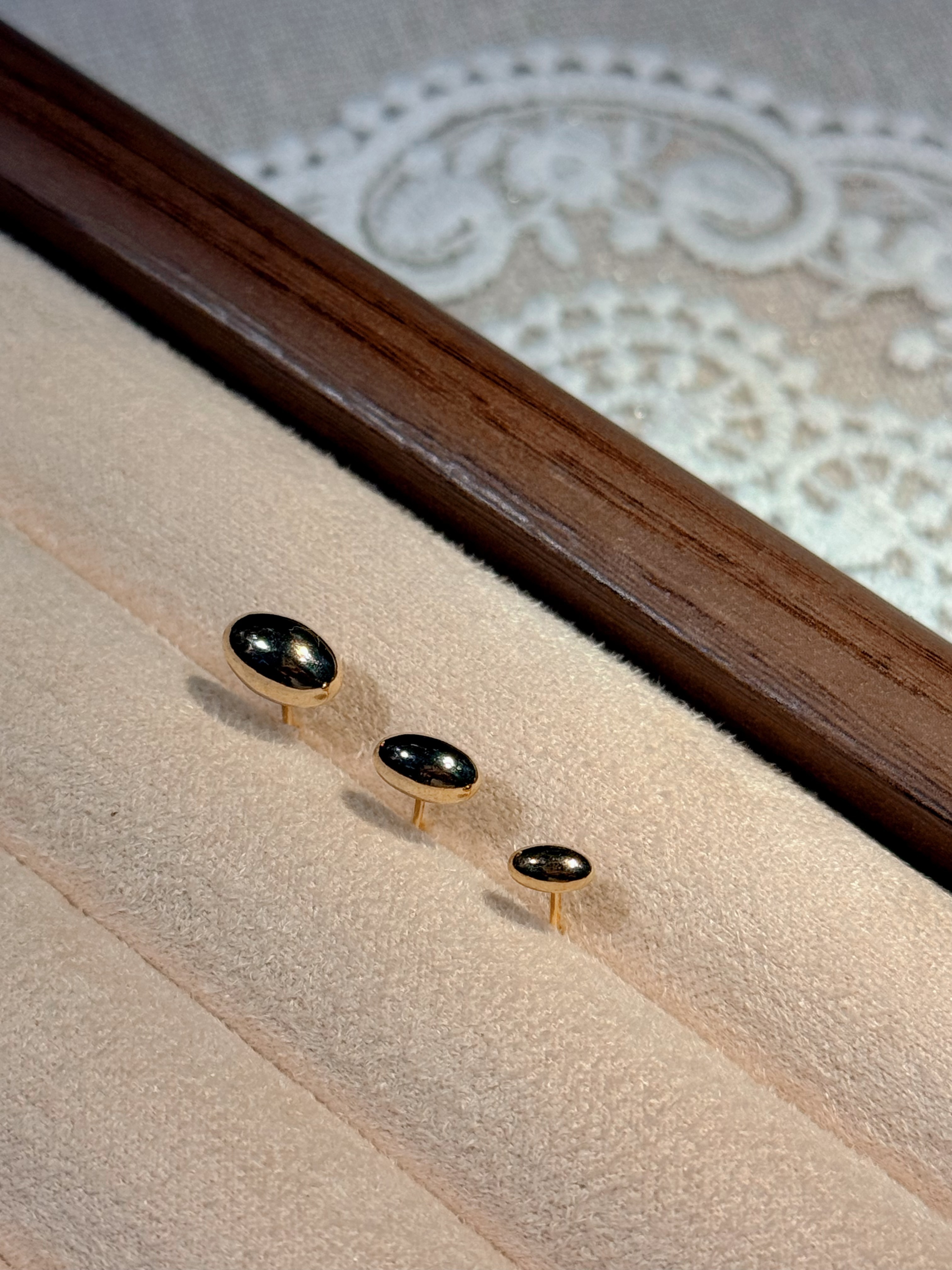 金色豆豆耳環（1組3件）