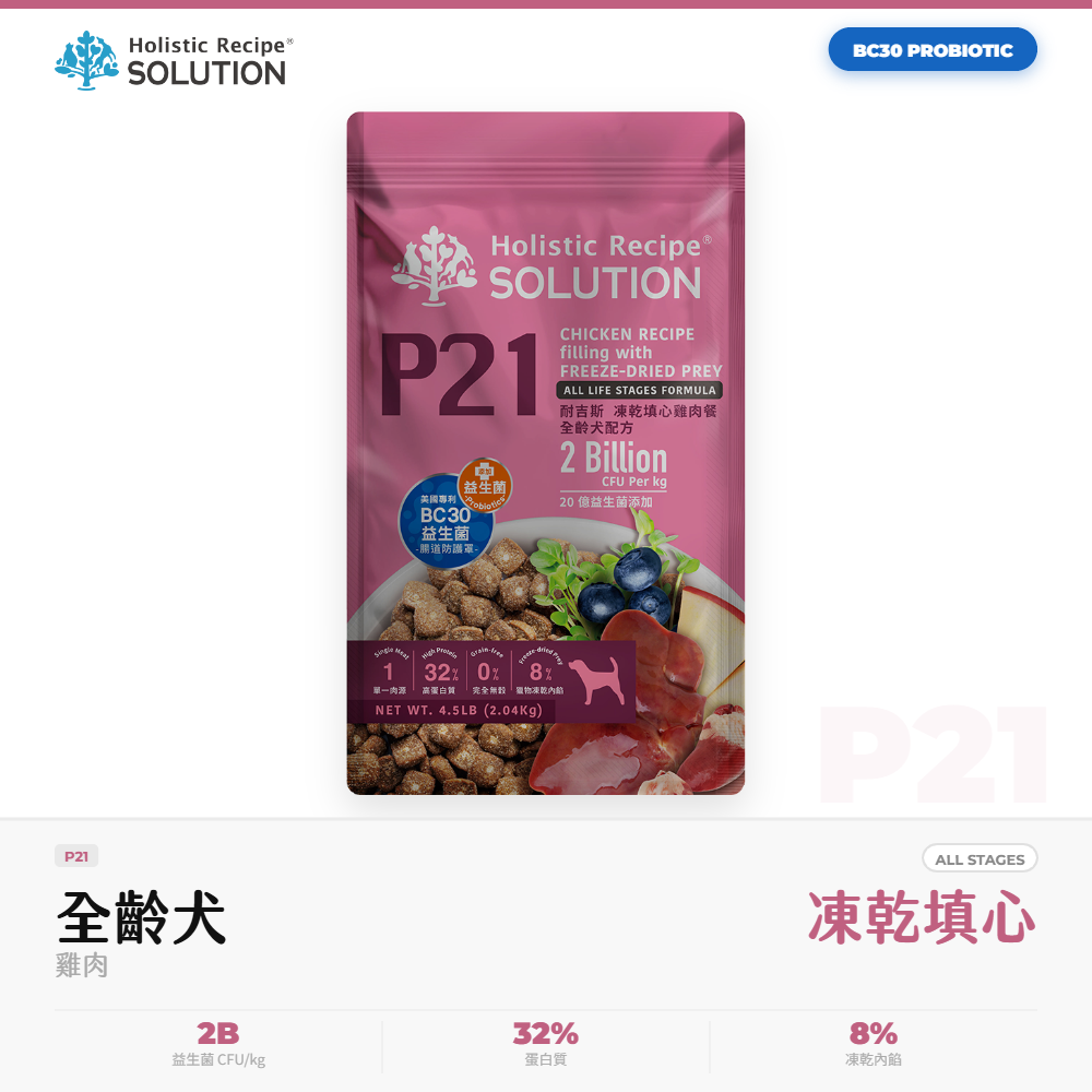 耐吉斯 Solution 凍乾填心無穀狗飼料 全齡犬糧 雞肉 高蛋白腸道保健 P21｜NGS_BB121796