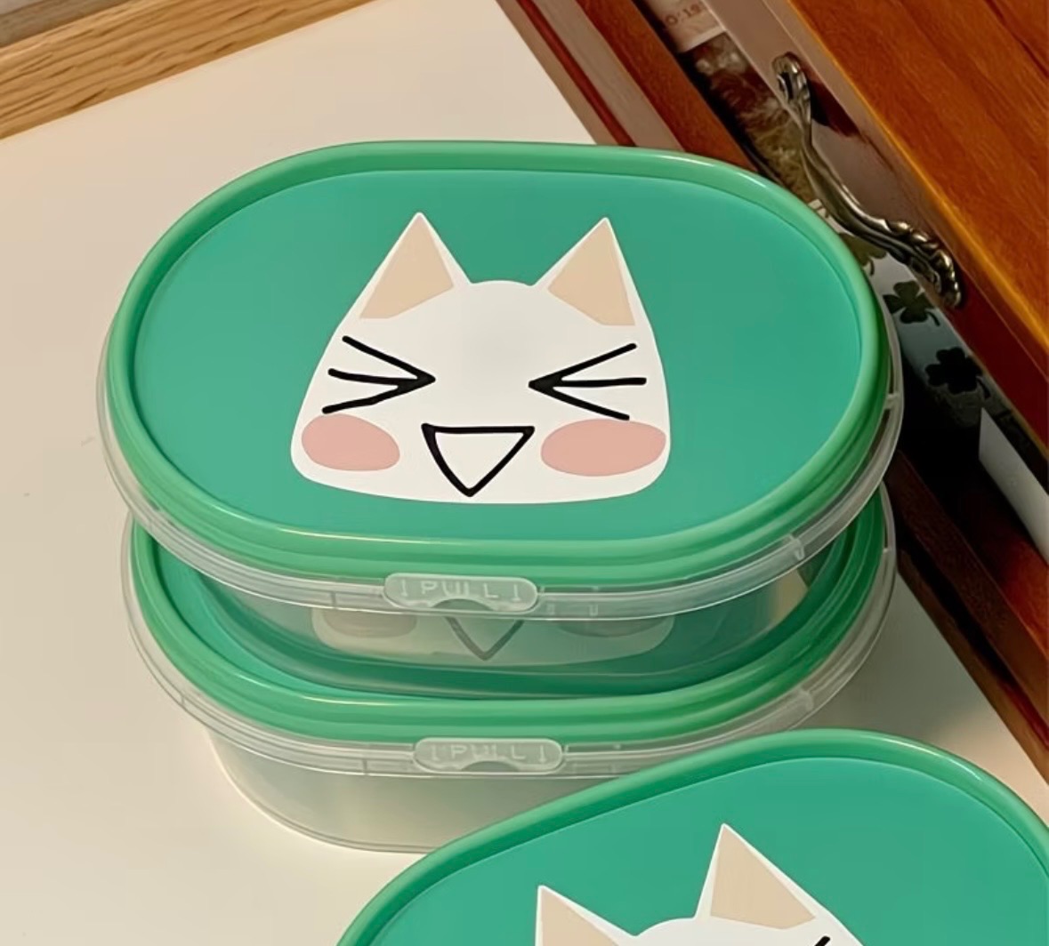 兩入！古早 綠色 多樂貓 收納盒