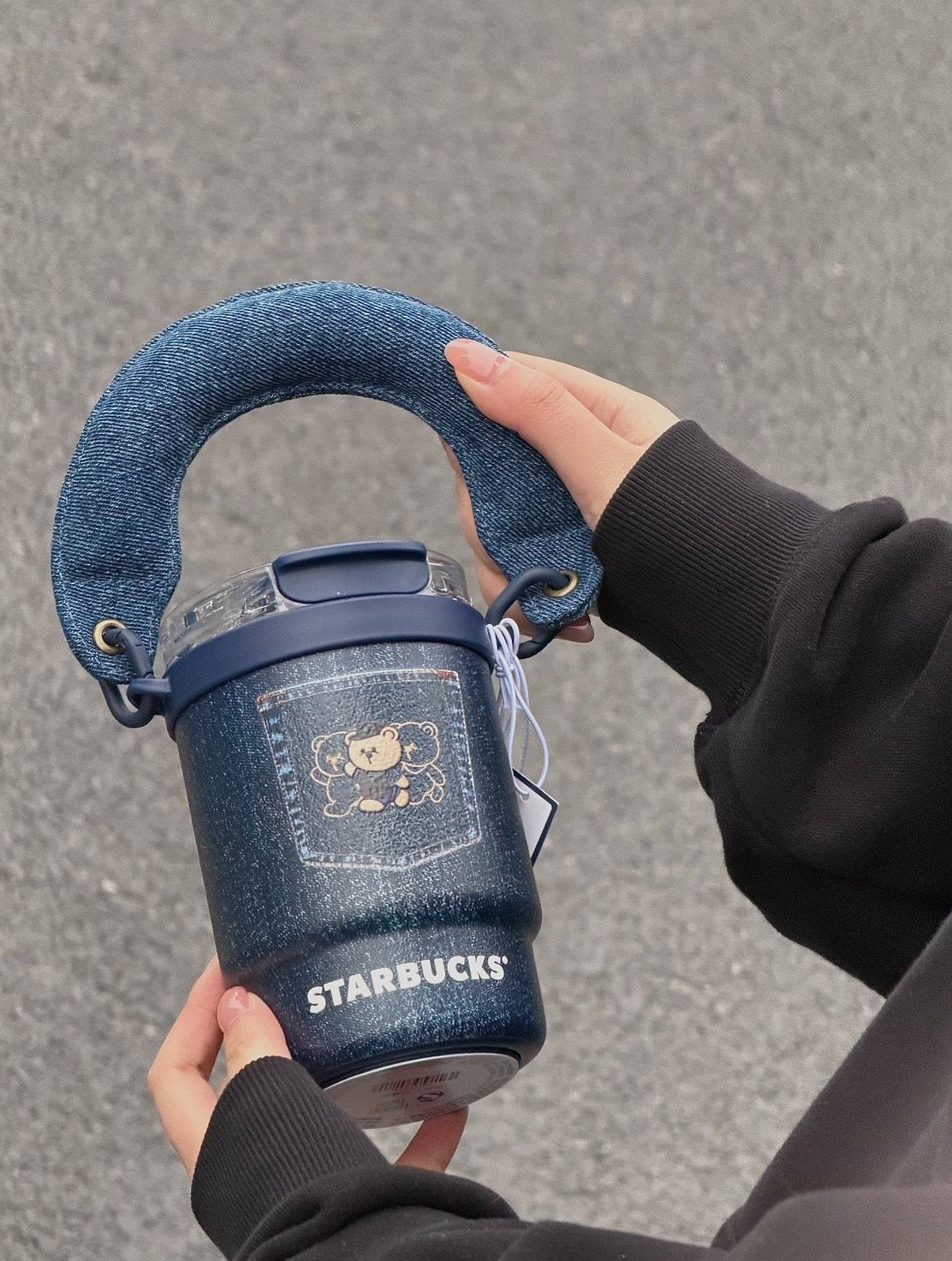 Starbucks 星巴克 x STANLEY 丹寧 手提不鏽鋼雙飲杯 430ml