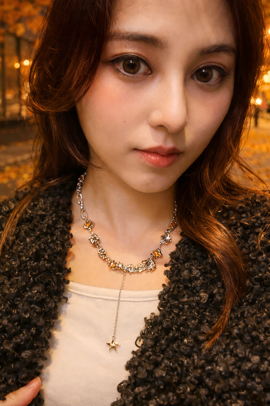 【幻夢星軌】 小眾設計感十字星月光石短鍊｜Y字修飾線條．廢土風銀色項鍊