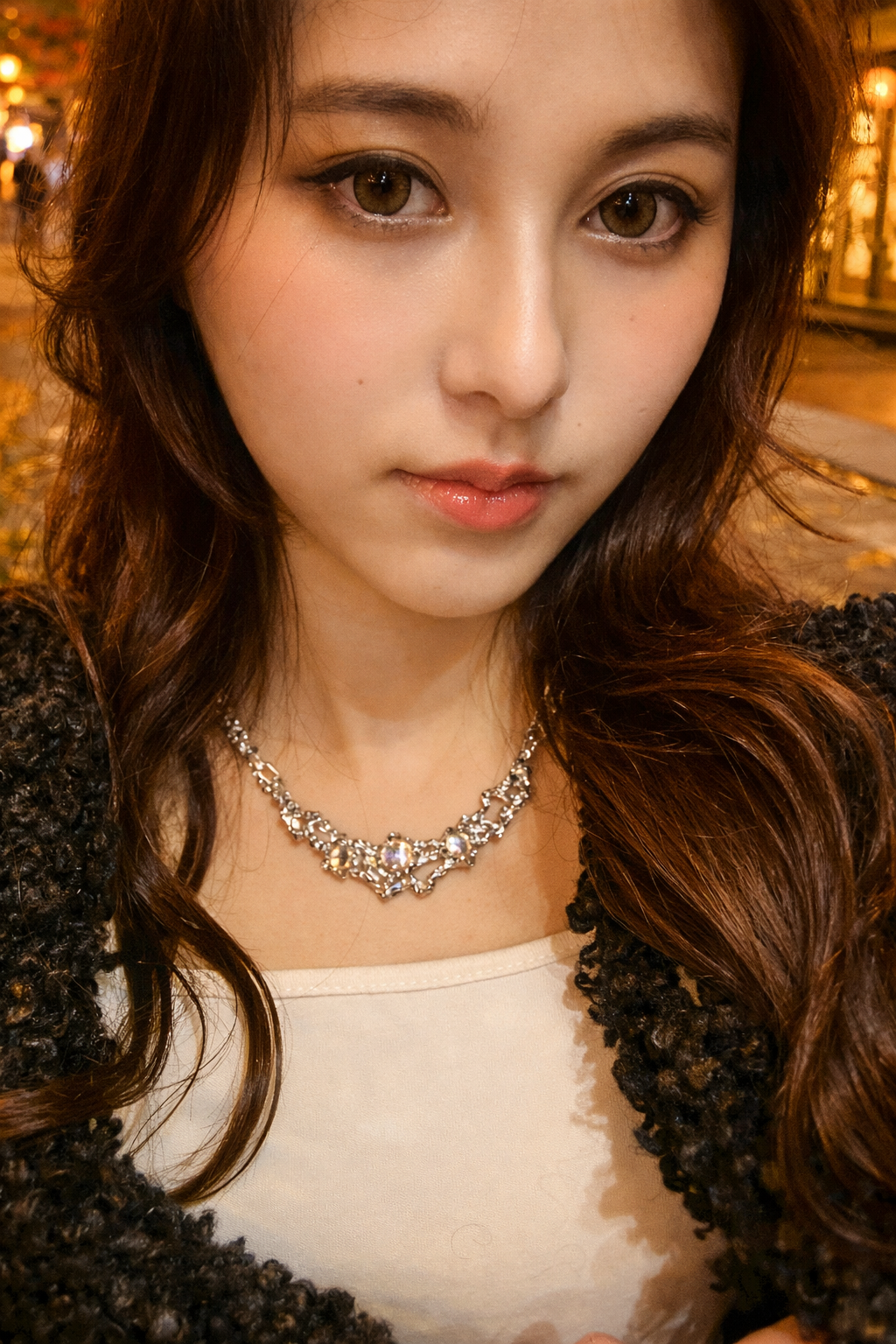 【迷霧銀河】 歐美感不規則月光石拼貼項鍊｜高級感銀色配飾｜獨特肌理設計