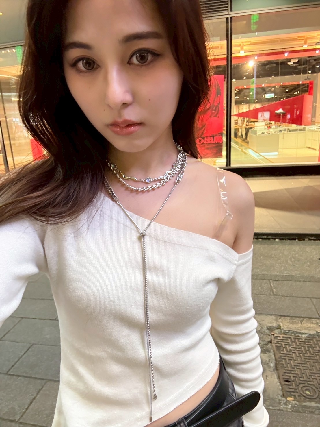 【流動座標】 簡約方格鍊 Y字型頸鍊 / 修飾比例顯瘦長鍊